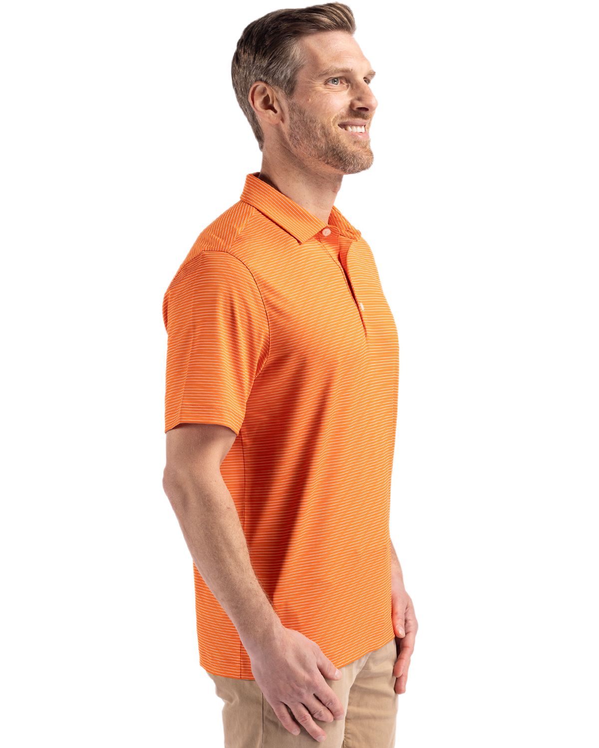 Cutter & Buck Forge Recycled Fine Line Stripe Four-Way Stretch Mens Polo 19