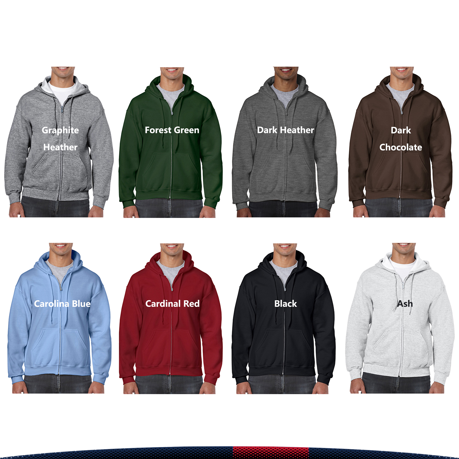 Gildan® 7.5 oz. Men's Full Zip Sweatshirts, custom hoodie or sweatshirt with logo imprint 5