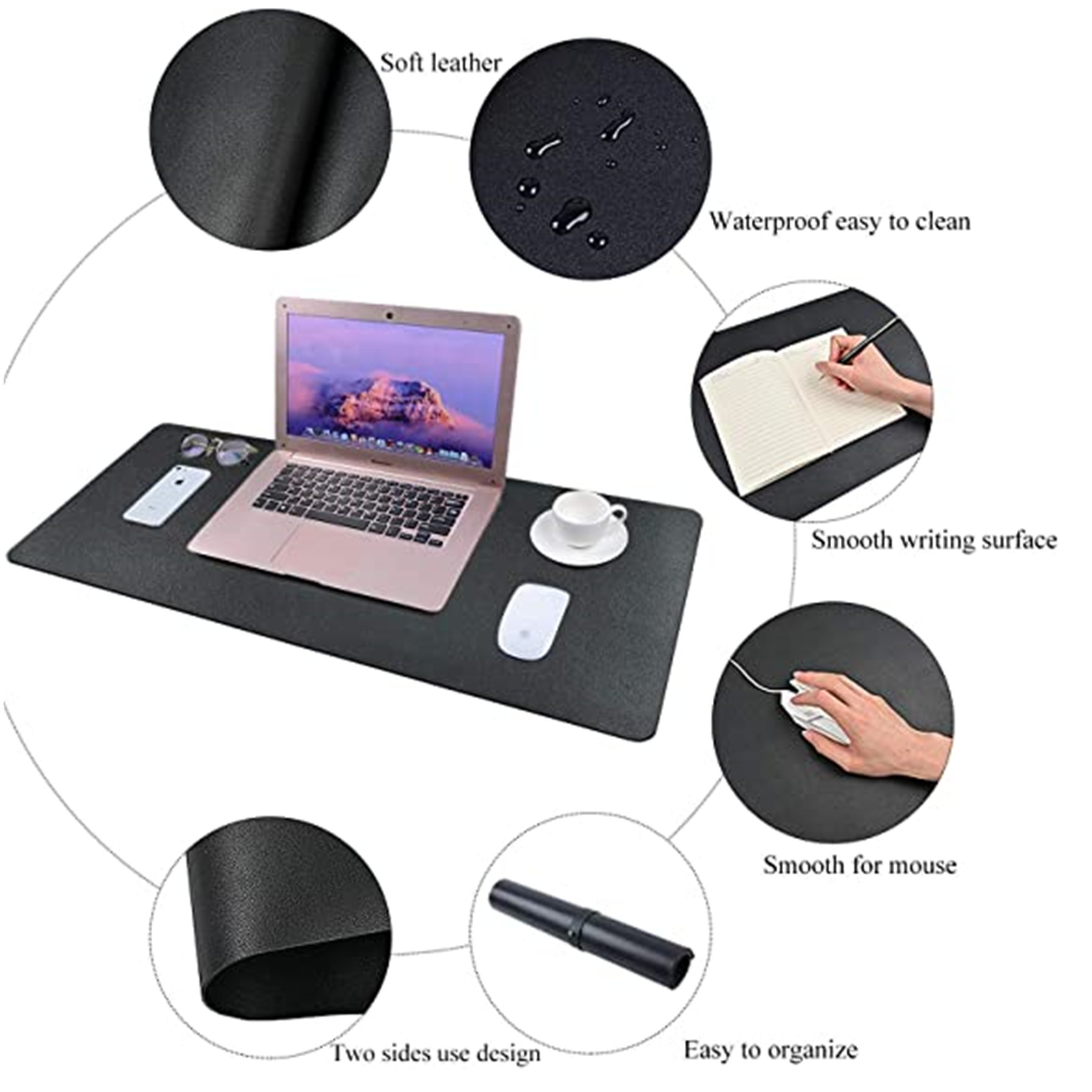 PU Leather Waterproof Large Desk Writing Mat 1