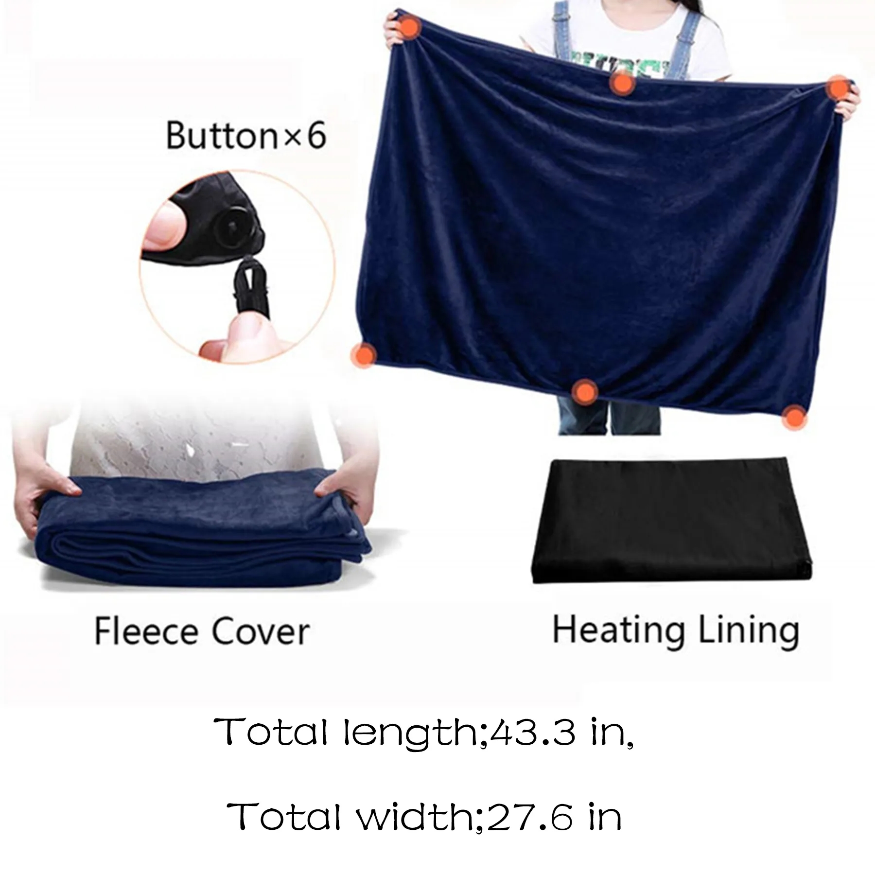 Flannel Electric Heated Wearable Blanket Wrap Shawl 5