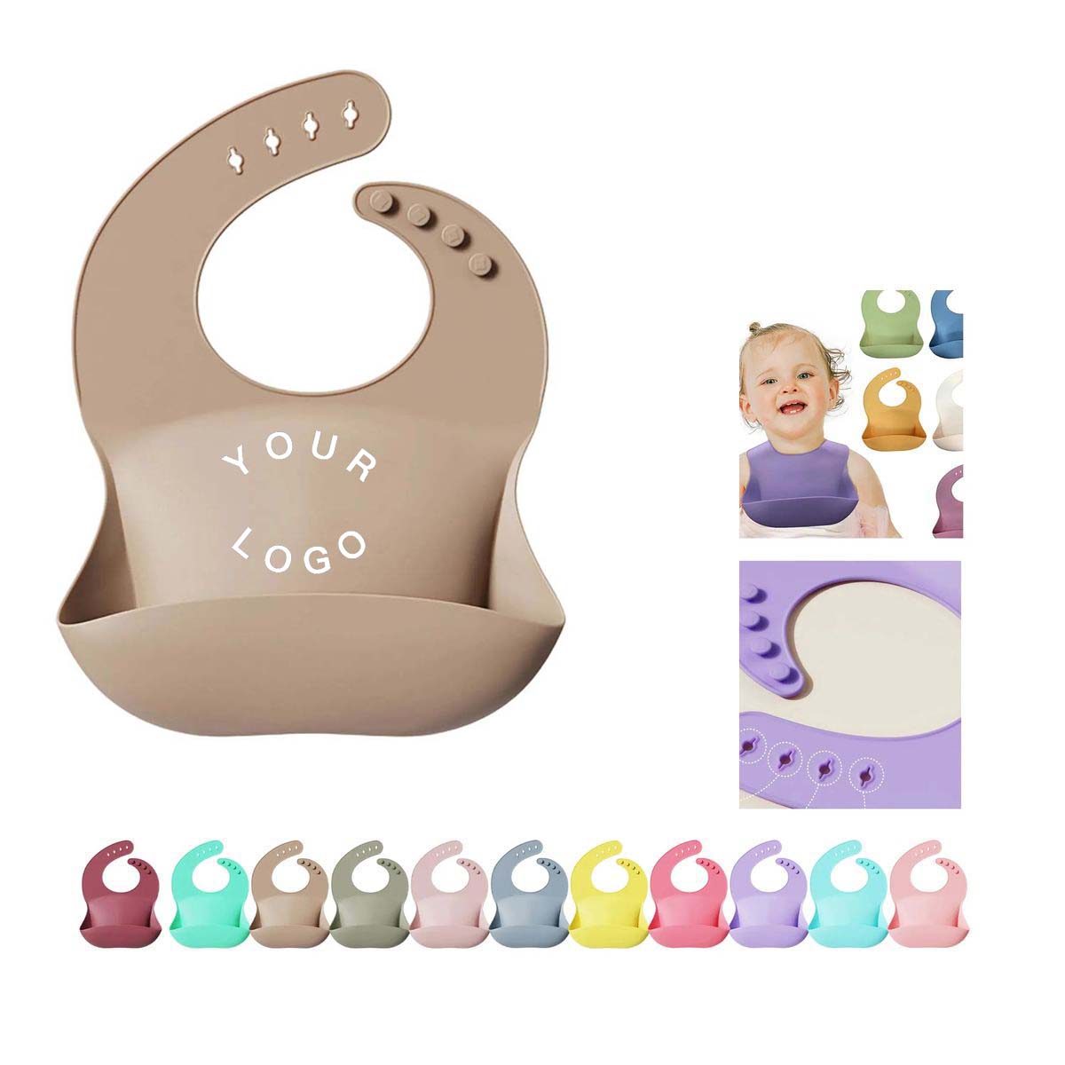 Easy Clean Silicone Baby Bib with Crumb Pocket 3
