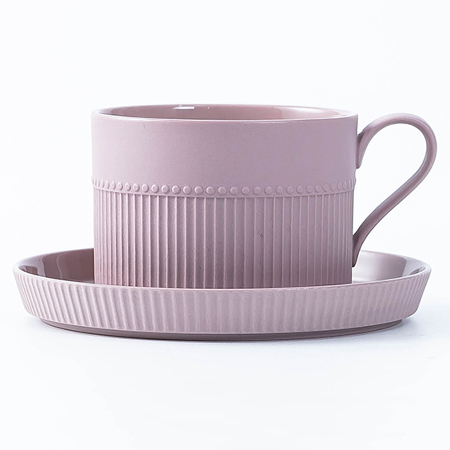 11oz Ear Handle Ceramic Coffee Mug w/ Saucer 6