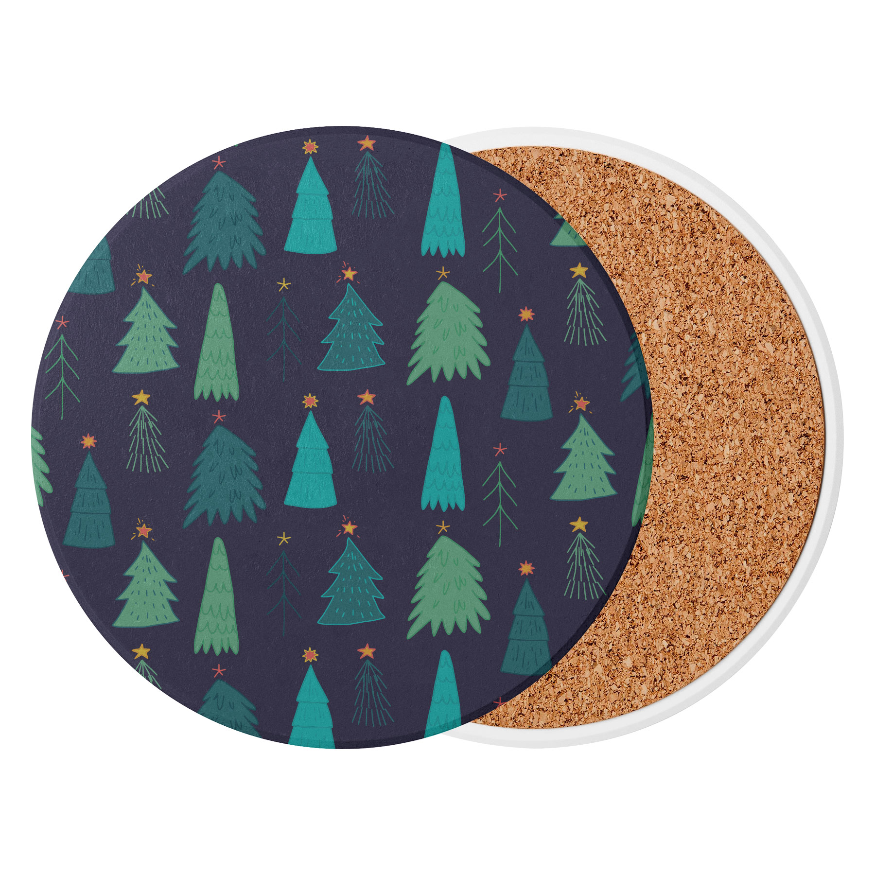 3.5'' Circular Ceramics Coaster With Cork Base 11