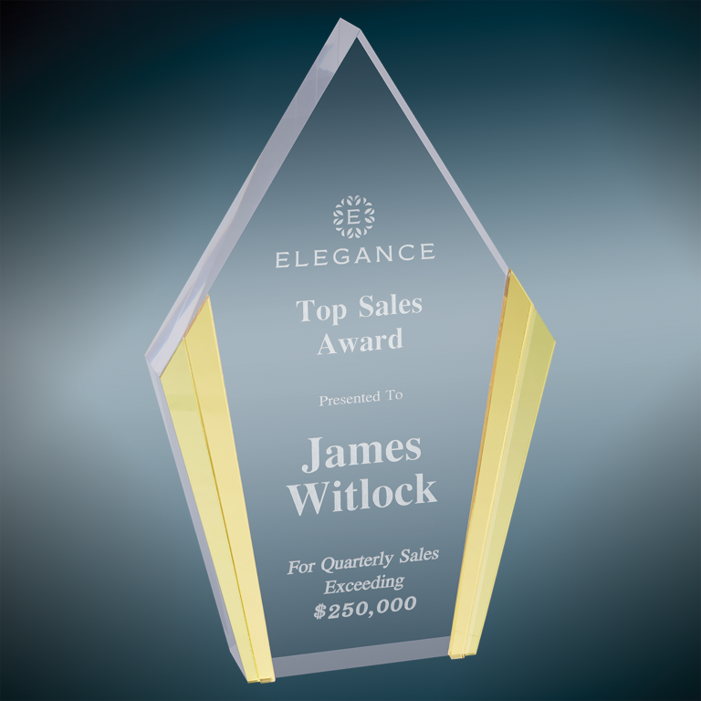 4.75" x 7.5" Gold Diamond Acrylic Award