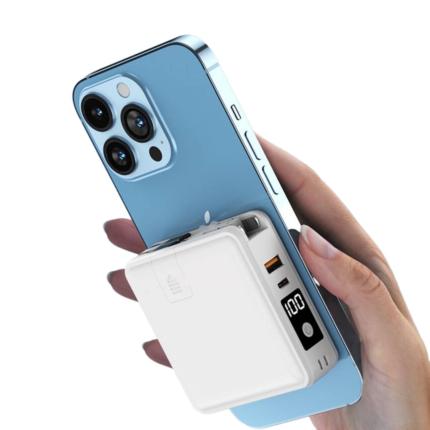 Magnetic Power Bank with Built-in Cable and AC Charger - 15000 mAh 10