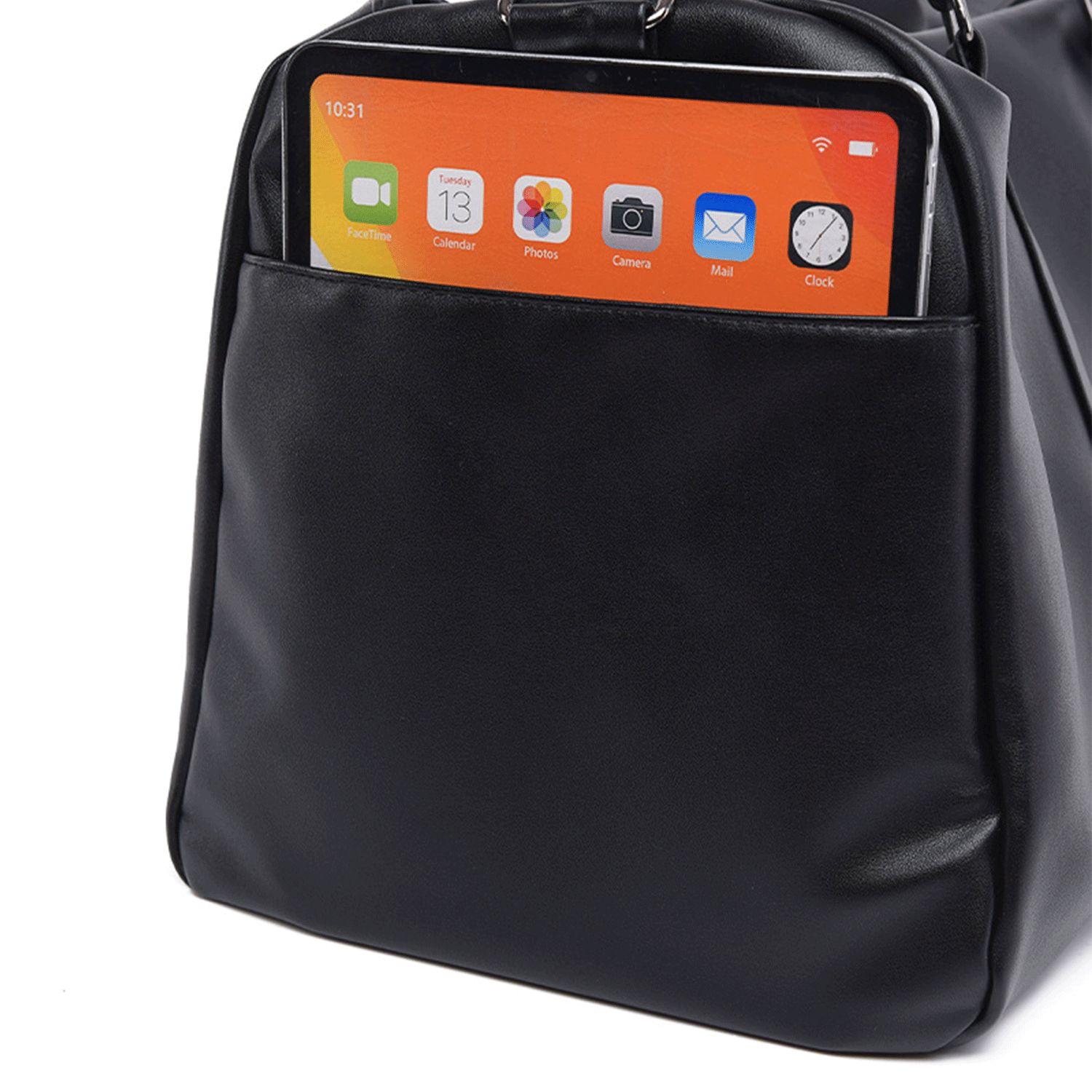 black spacious water-proof traveler PU leather Duffel Bag 14