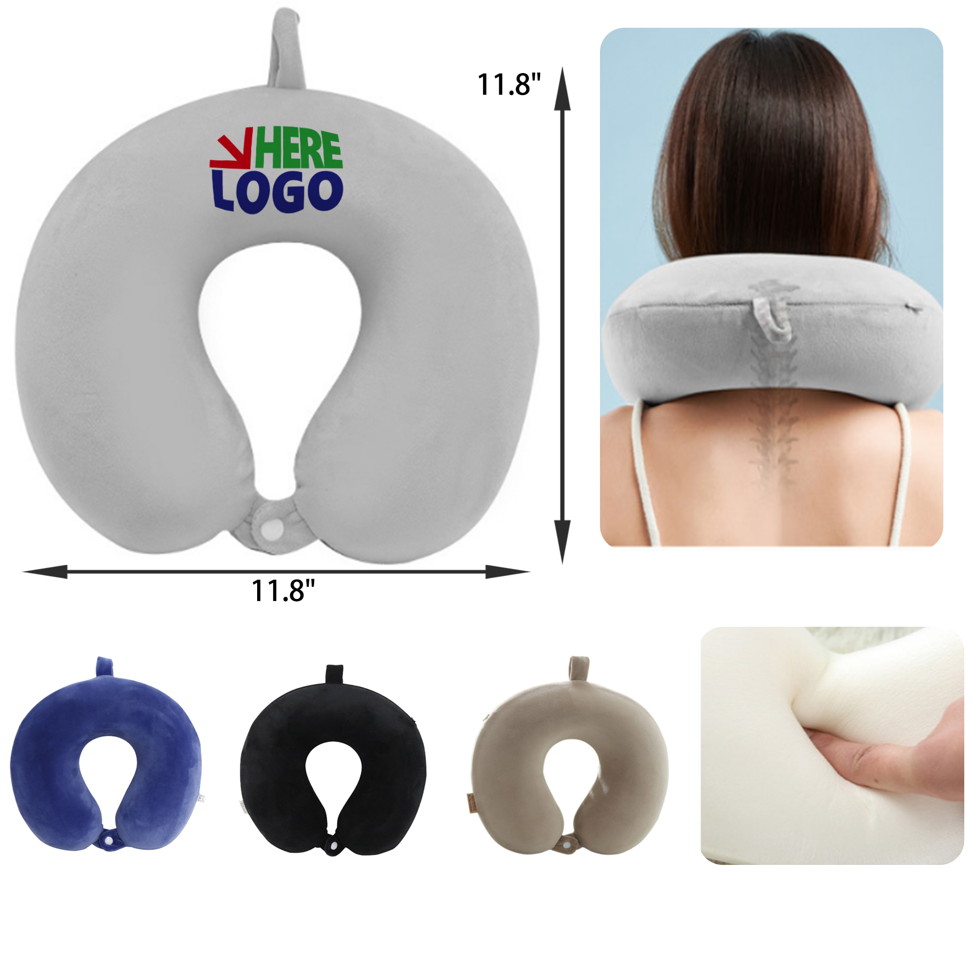 MOQ 50 PCS Travel Memory Foam U Shaped Neck Pillow 8