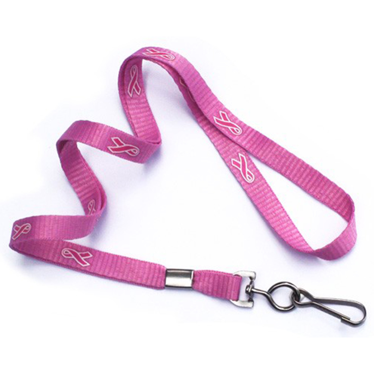 3/8" Pink Breast Cancer Awareness Ribbon Lanyard 1