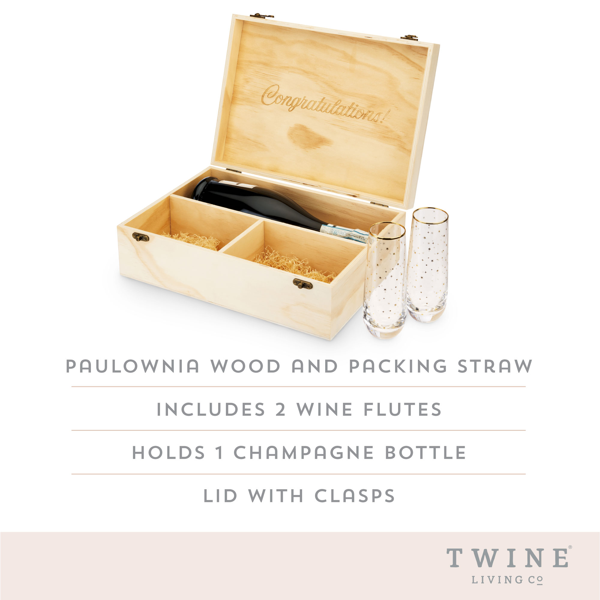 Twine Living® Celebrate Champagne Box and Flute Set 2