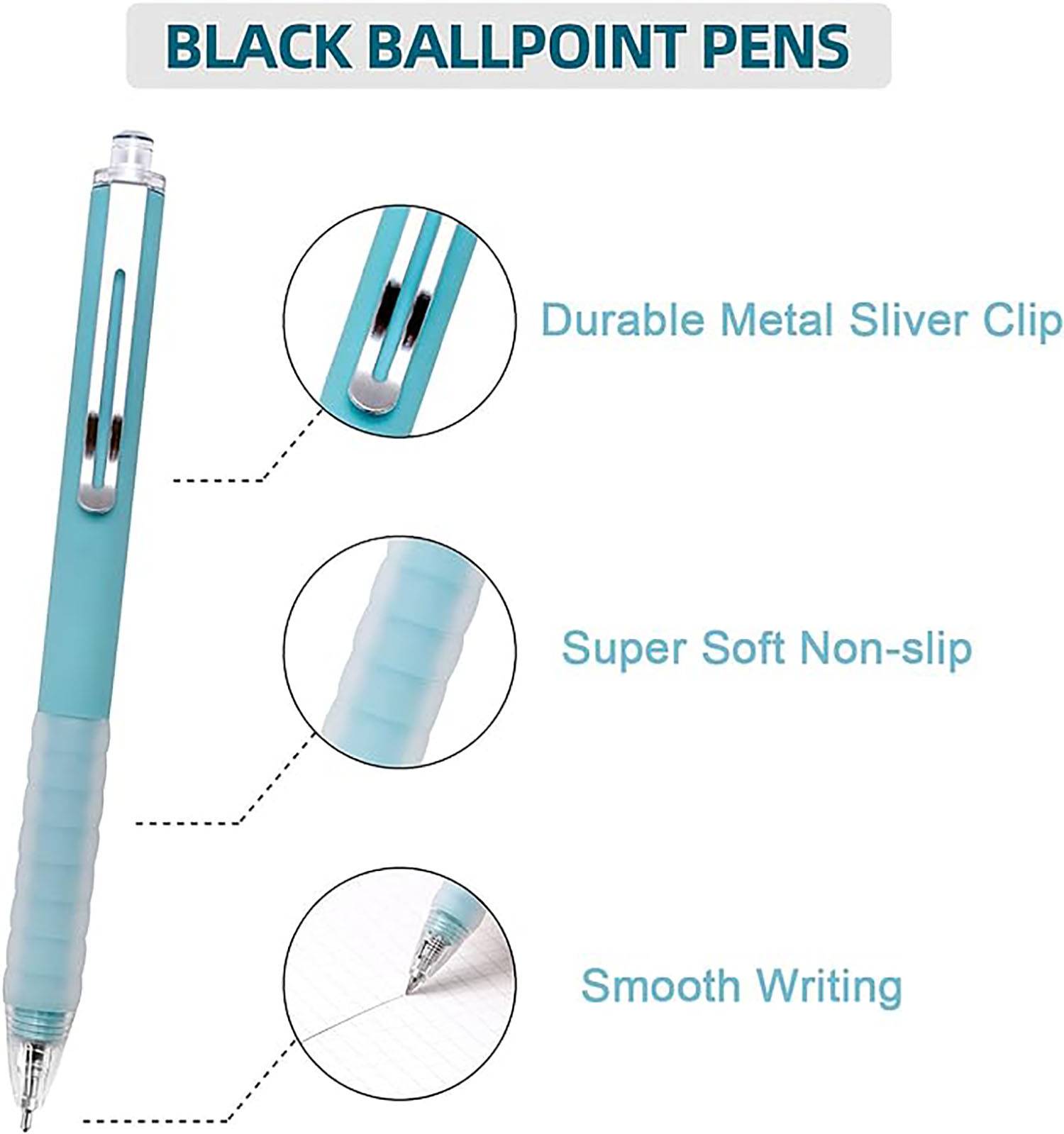 Medium Point Ballpoint Pens with Super Soft Grip 4
