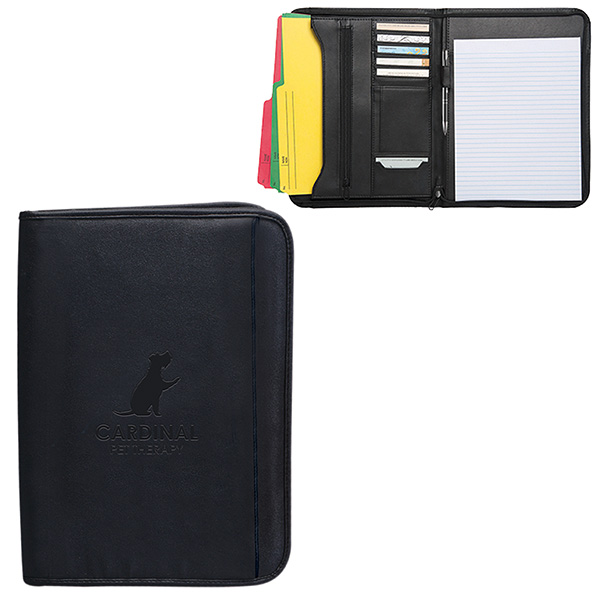 Zippered Notepad Portfolio: Simulated Leather 1
