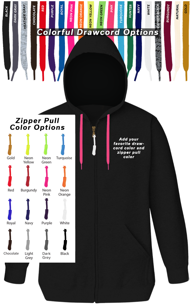 Custom Drawcord & Zipper Pull Hoodie, custom hoodie or sweatshirt with logo imprint 4