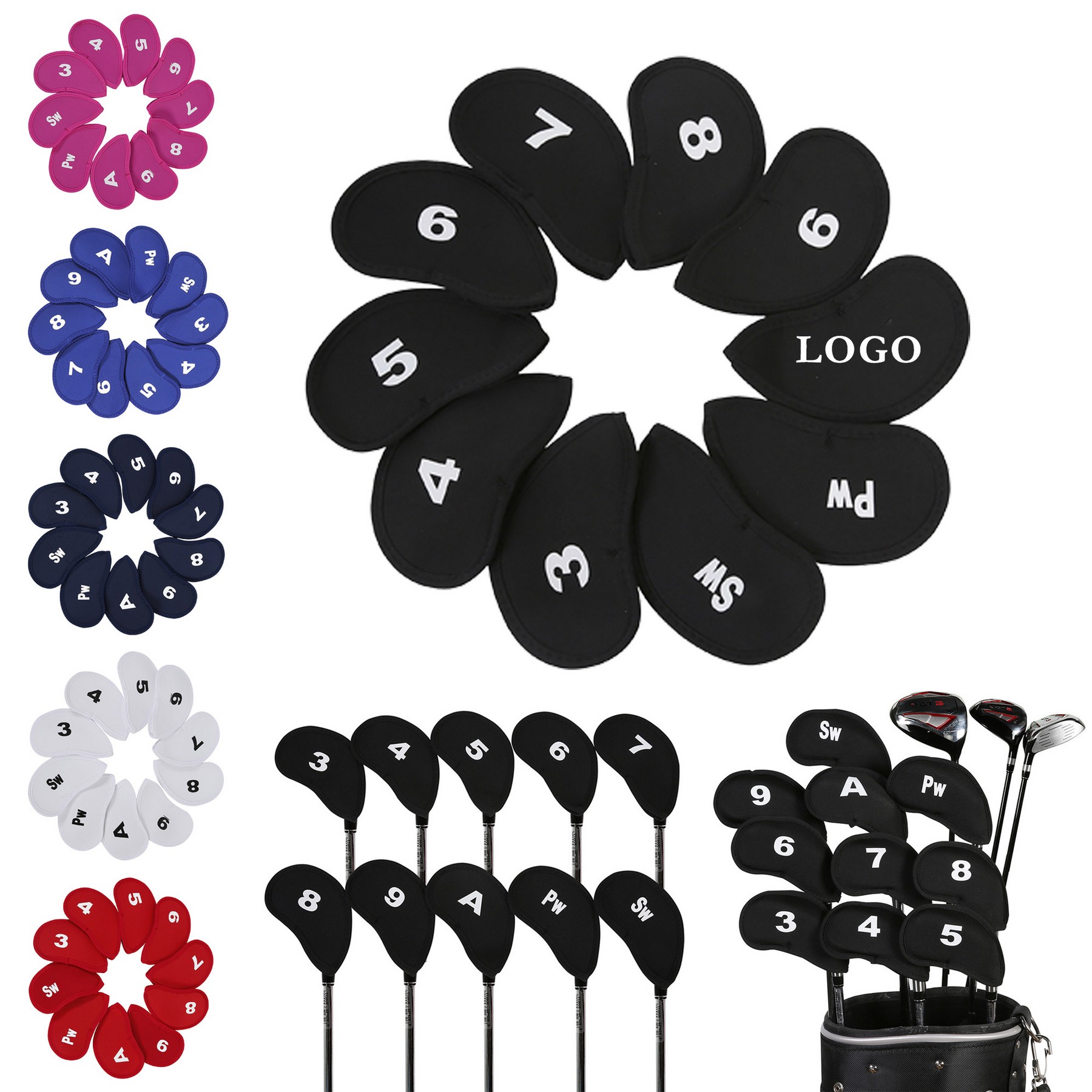 10 Pcs Golf Club Cover Set