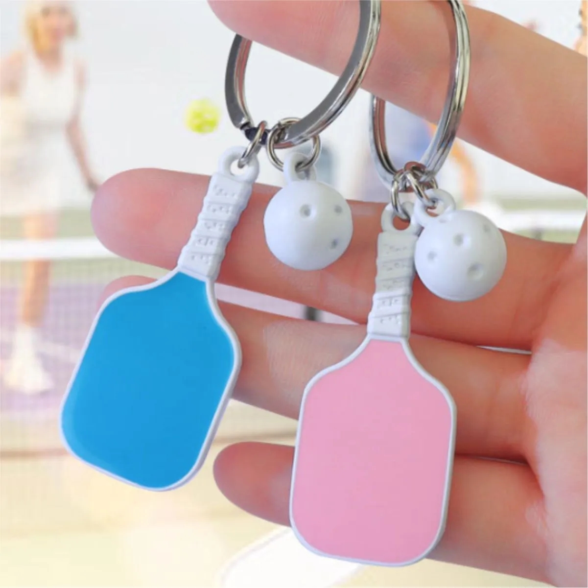 Pickleball Paddle Keychain With Ball Charm 2