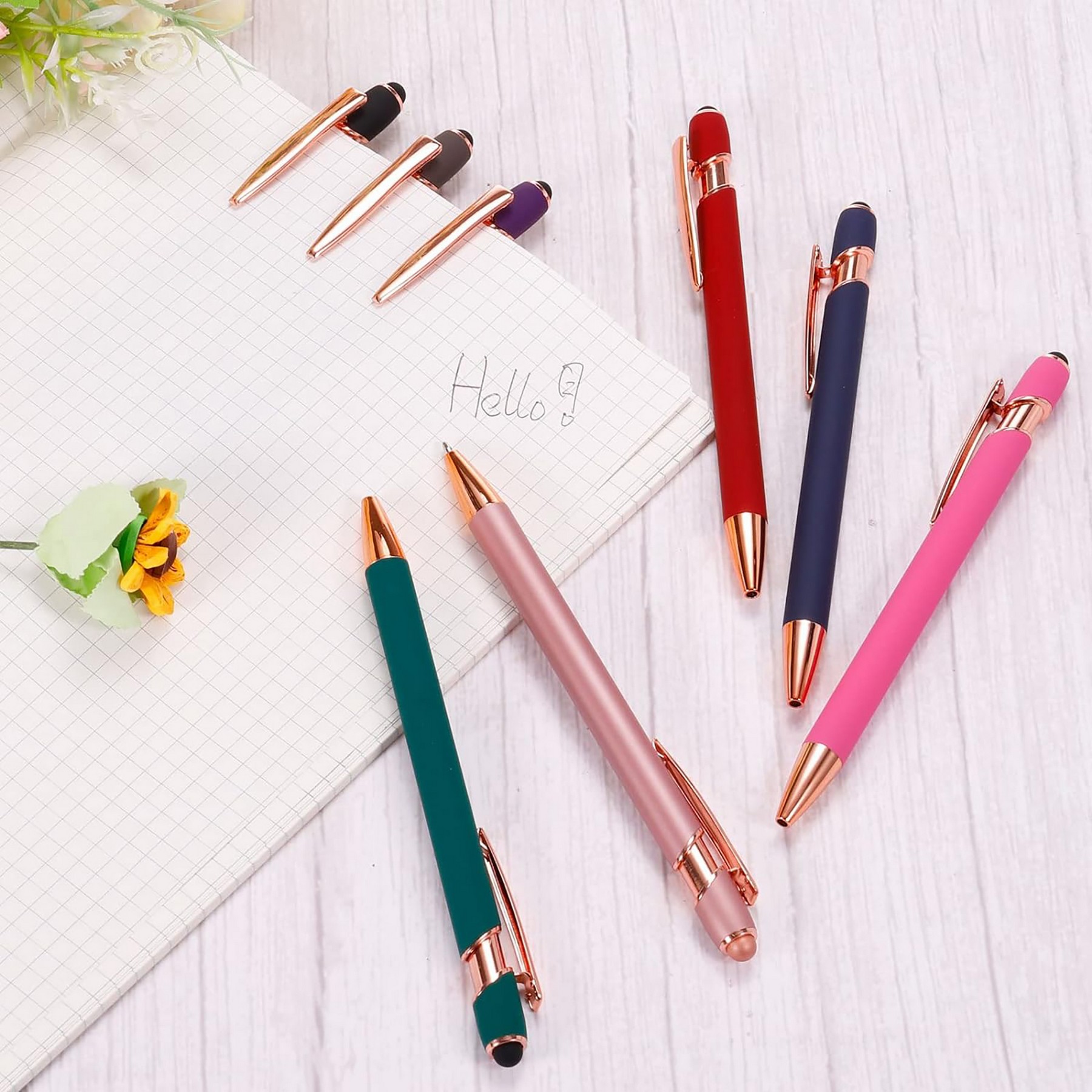 Metal Ballpoint Pen With Stylus Tip Rose Gold 8