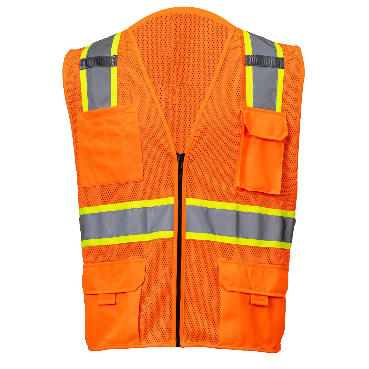 3.8 Oz. Polyester Class 2 Reflective Safety Vest With 4 Pockets & Dual Mic Tabs 2