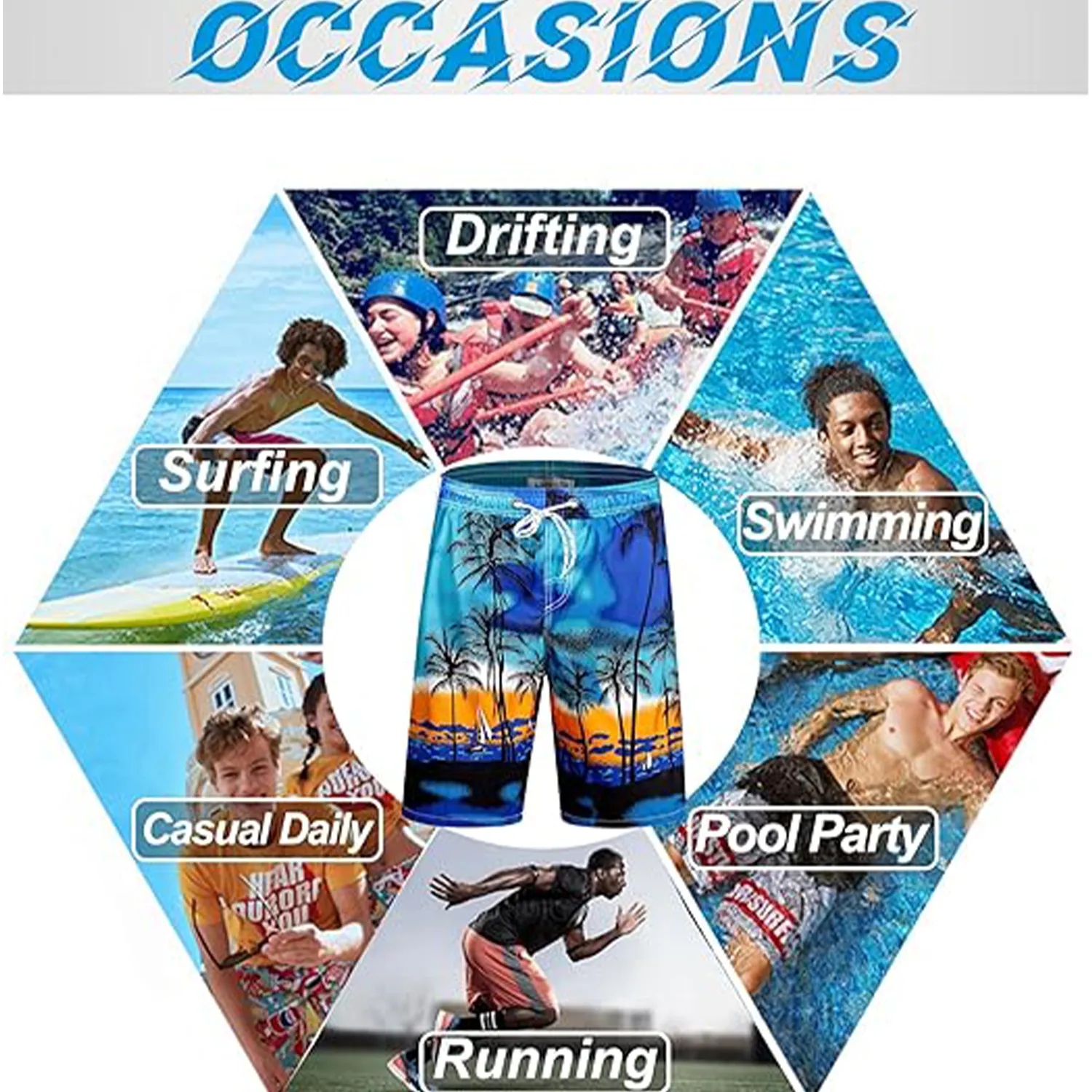 Men's Quick Dry Tropical Beach Swim Trunks 5