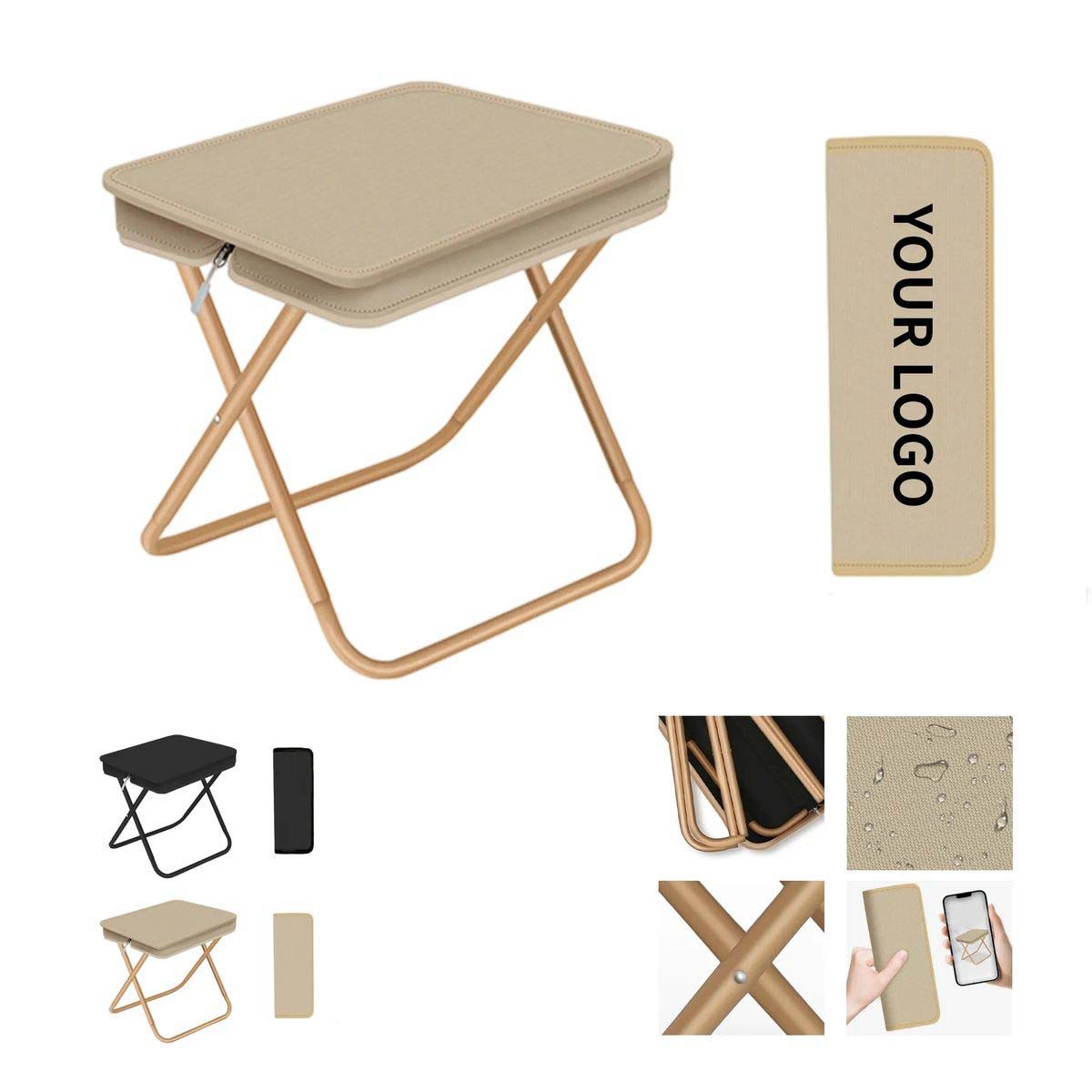 Portable Metal Frame Stool with Oxford Fabric Seat 2