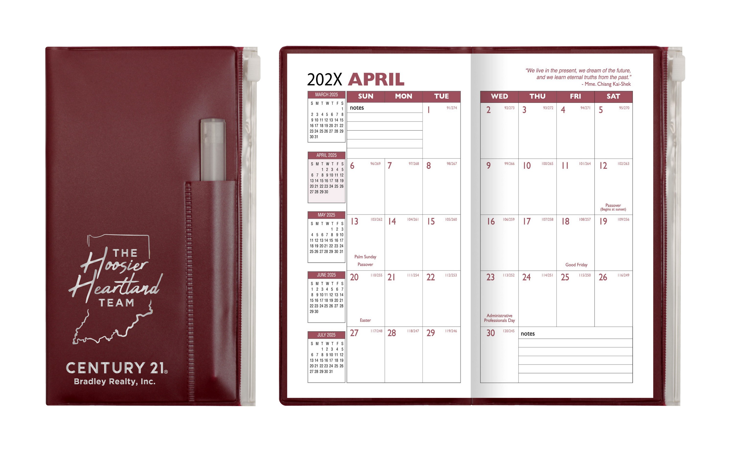 Academic Zip Back Planner w/ Clear Pen & Zip Lock Pocket - Solid Color (2 Color Insert) 5