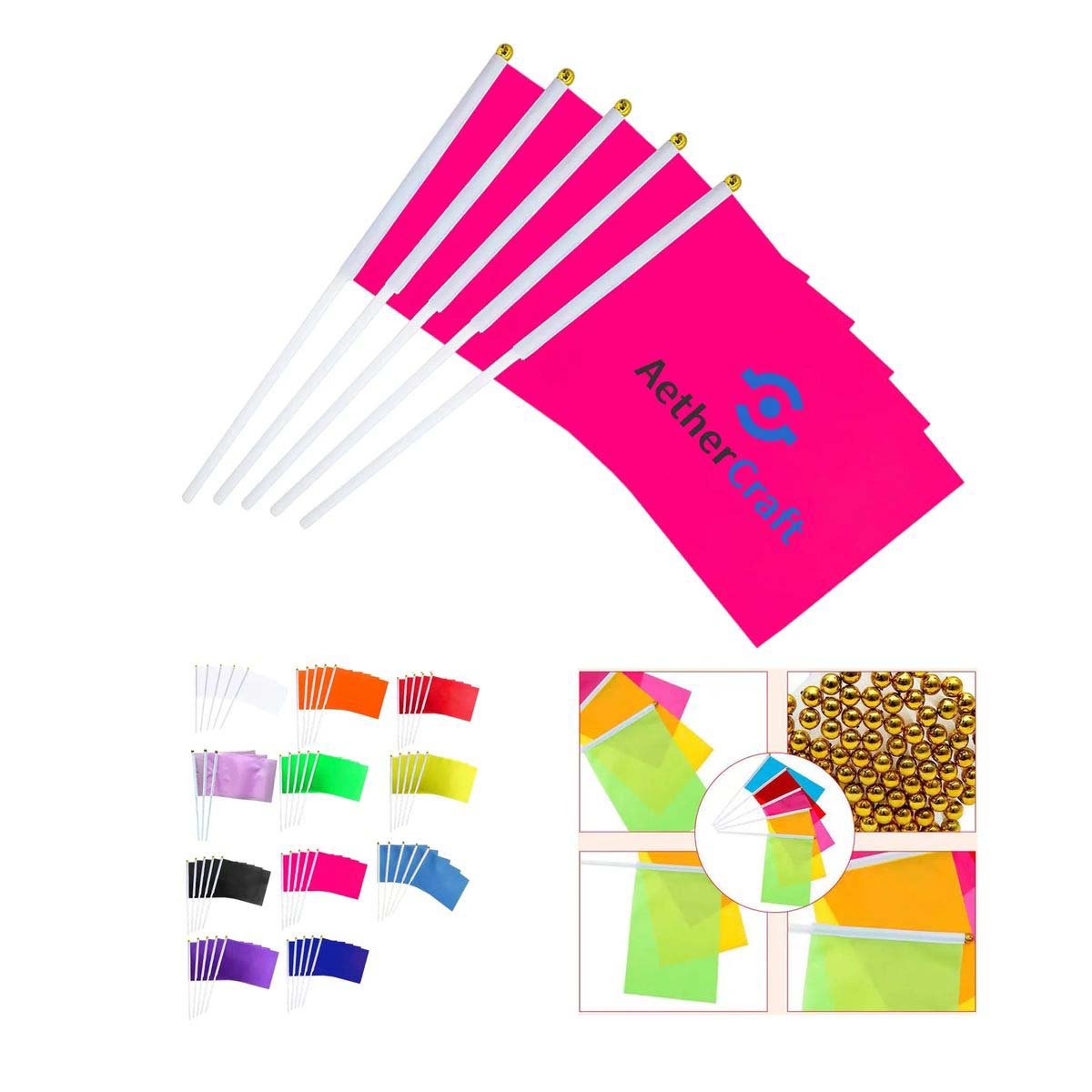 Small Stick Flag Colorful Polyester Material 8