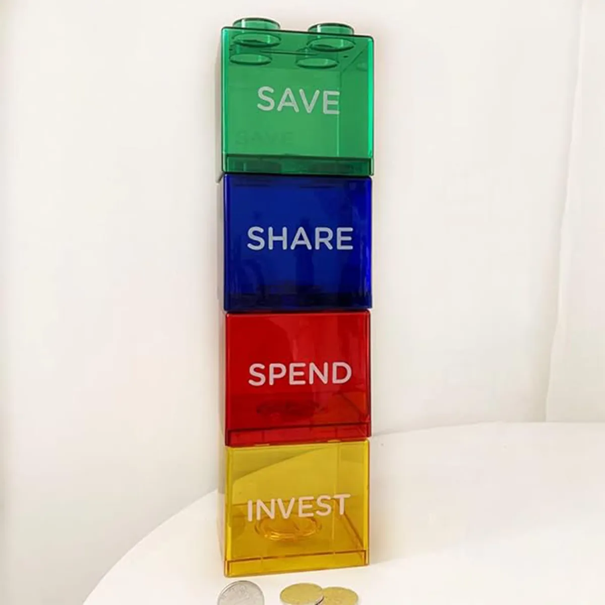 Unique Educational Durable Clear Plastic Coin Savings Jar 1