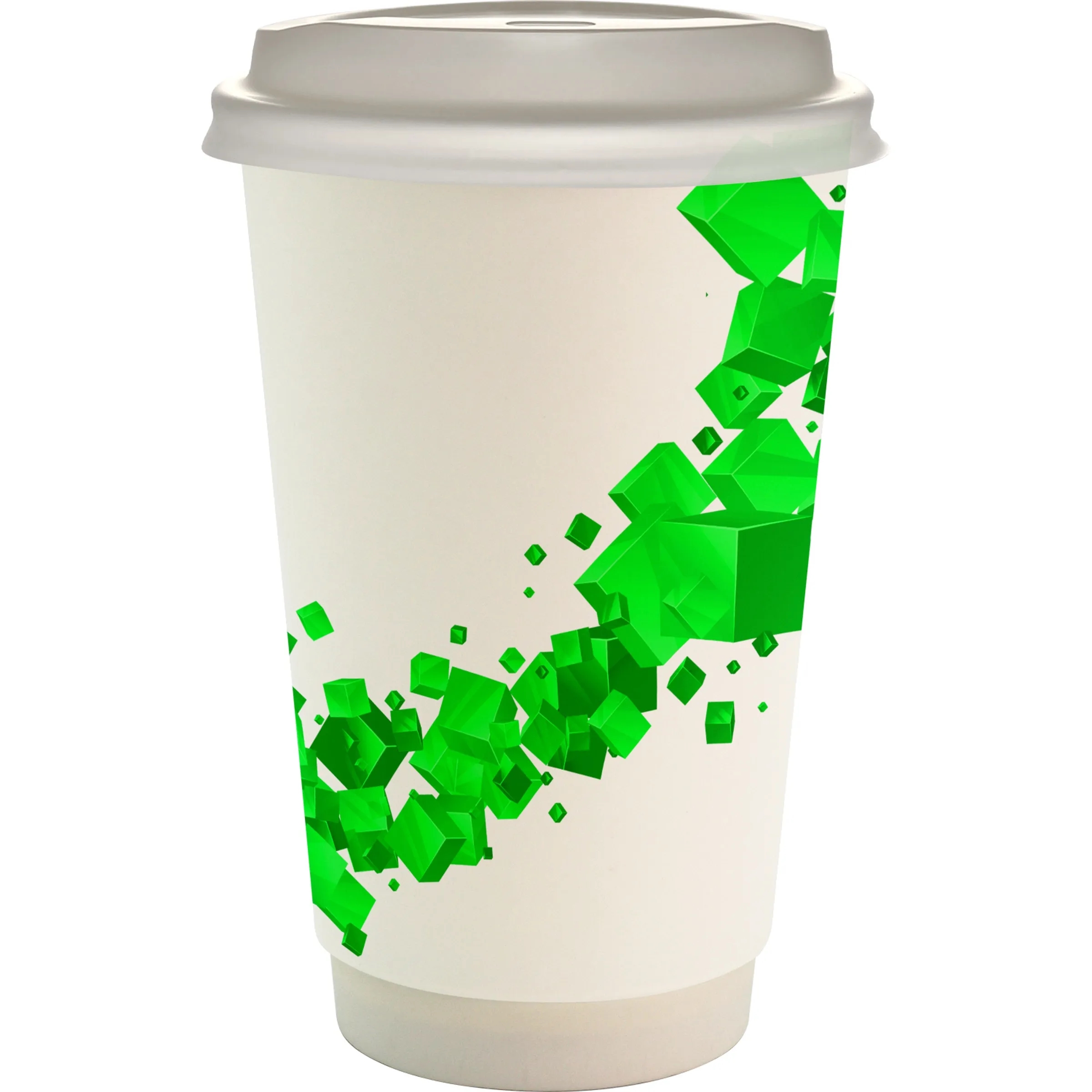 16 oz. Full Color Floating Cube Paper Cup With Lid 8