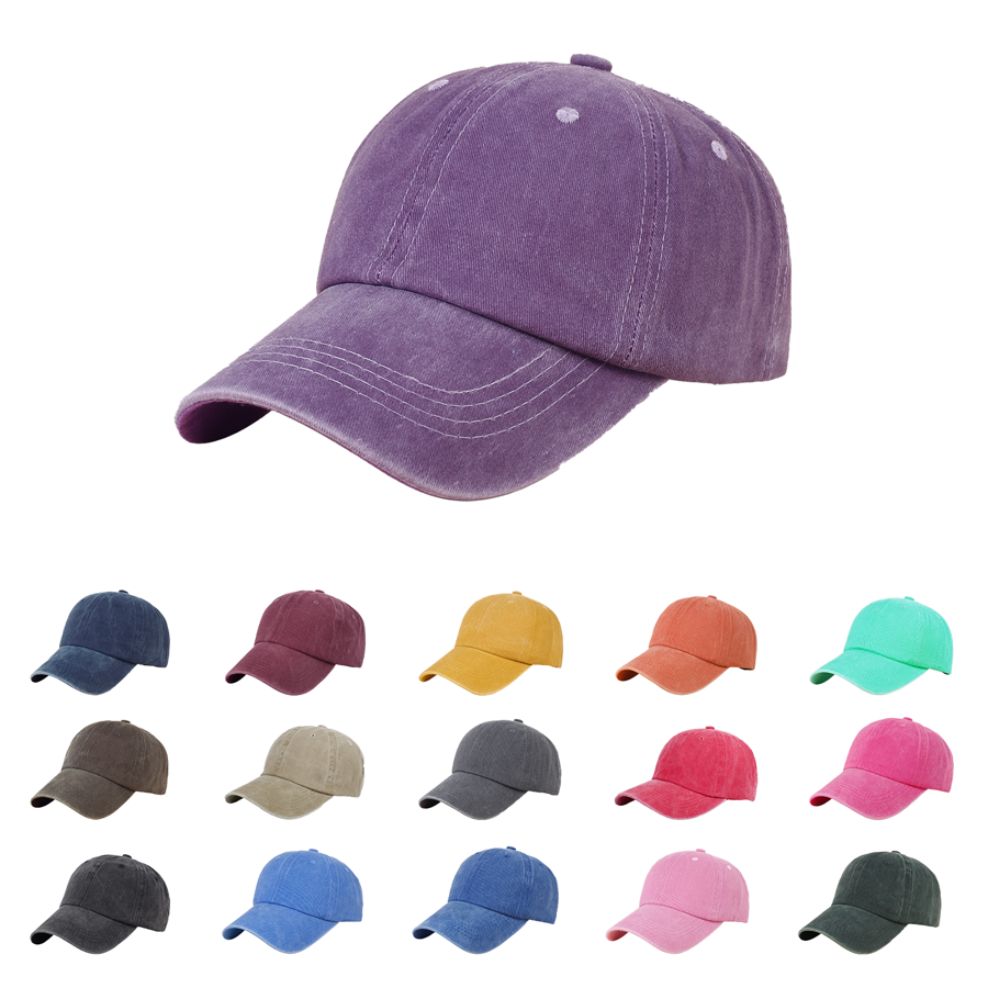 Stock Washed Cotton 6-Panel Baseball Cap w/ D-Ring Metal 36