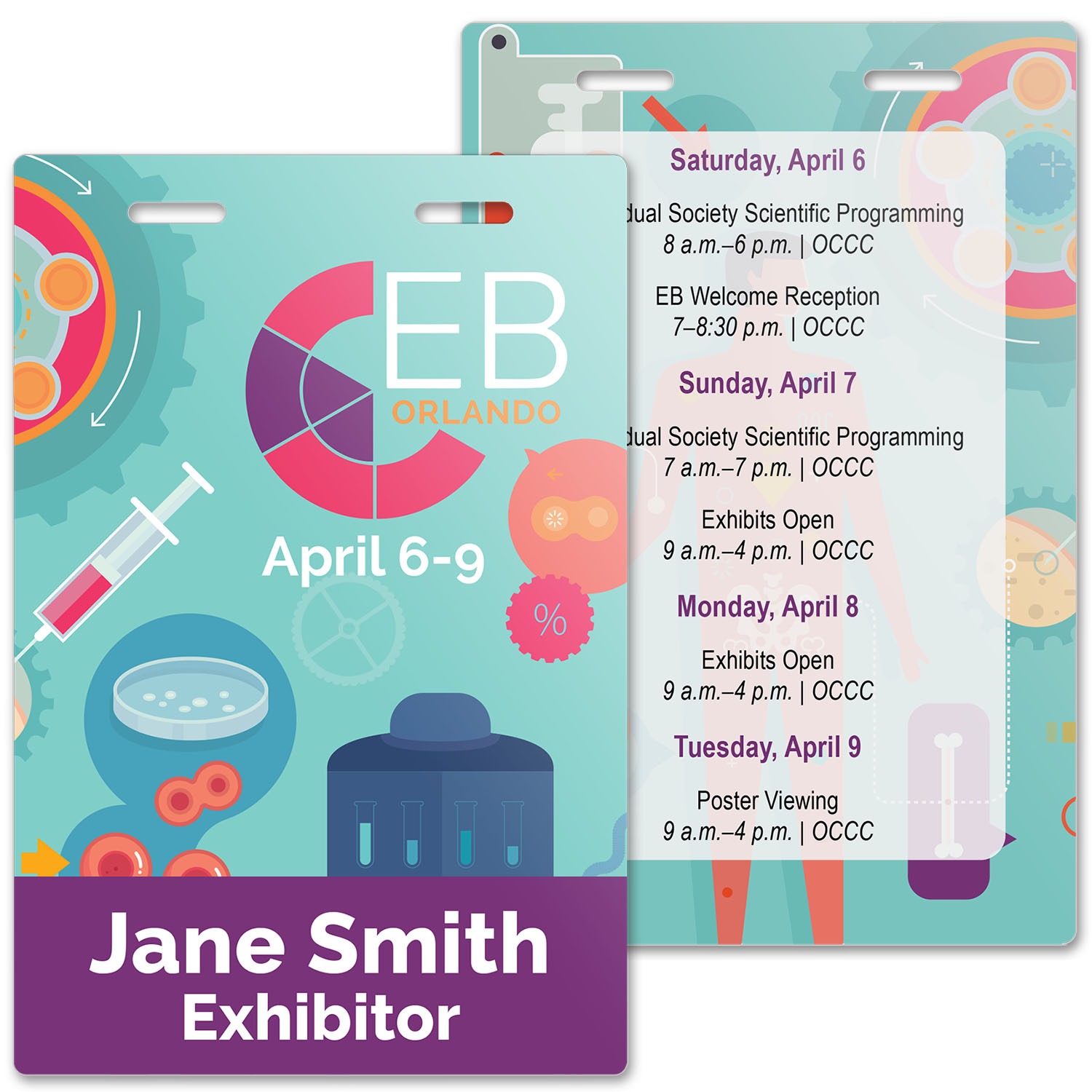 Full Color ID Badge - 4" x 6", Double Attachments 2