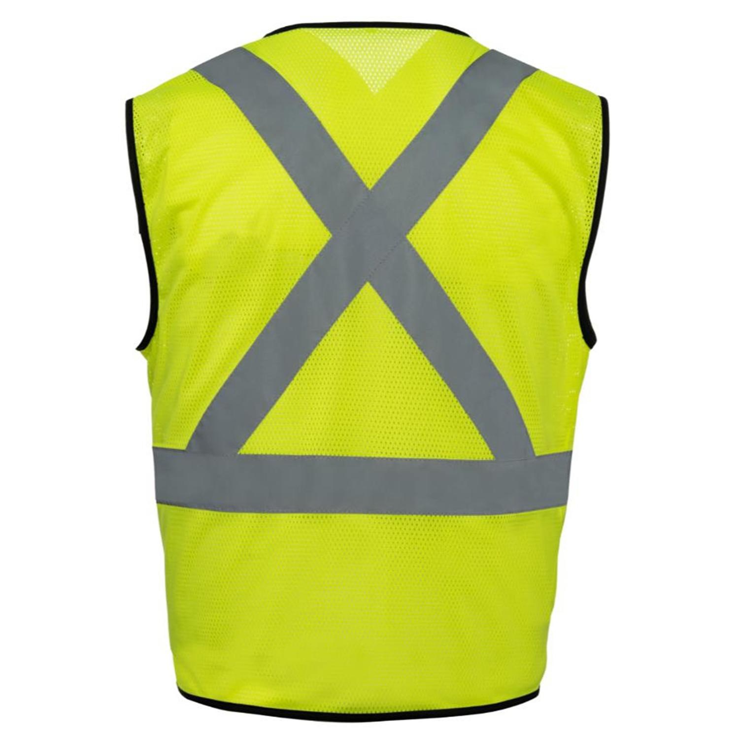 3.8 Oz. Polyester Class 2 Reflective Tape Cross Back Safety Vest With Dual Mic Tab & 4 Pockets 7