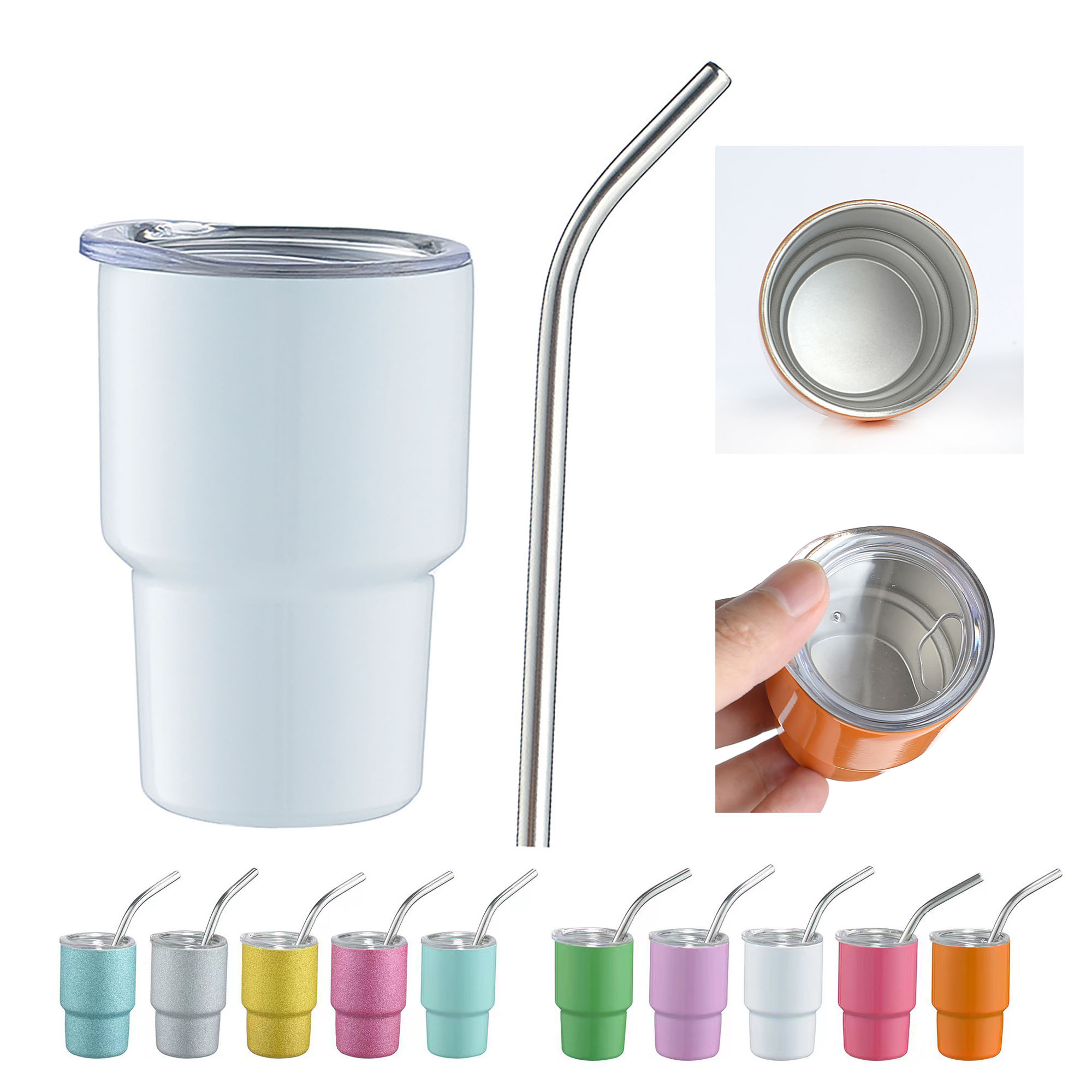 3oz Mini Insulated Car Cup with Straw 3