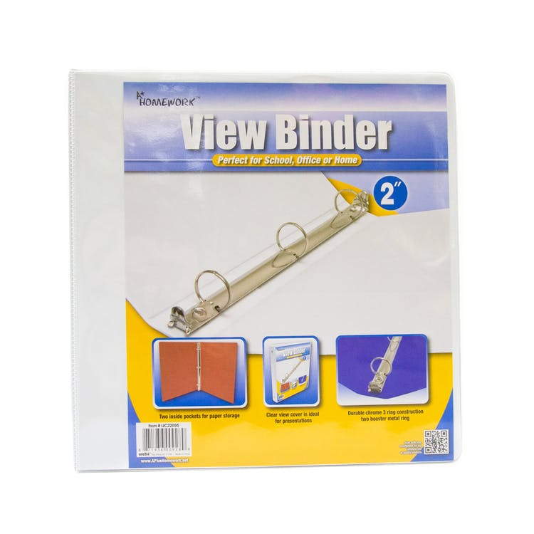 2" 3-Ring Binders - White 2 Pockets View Cover 2