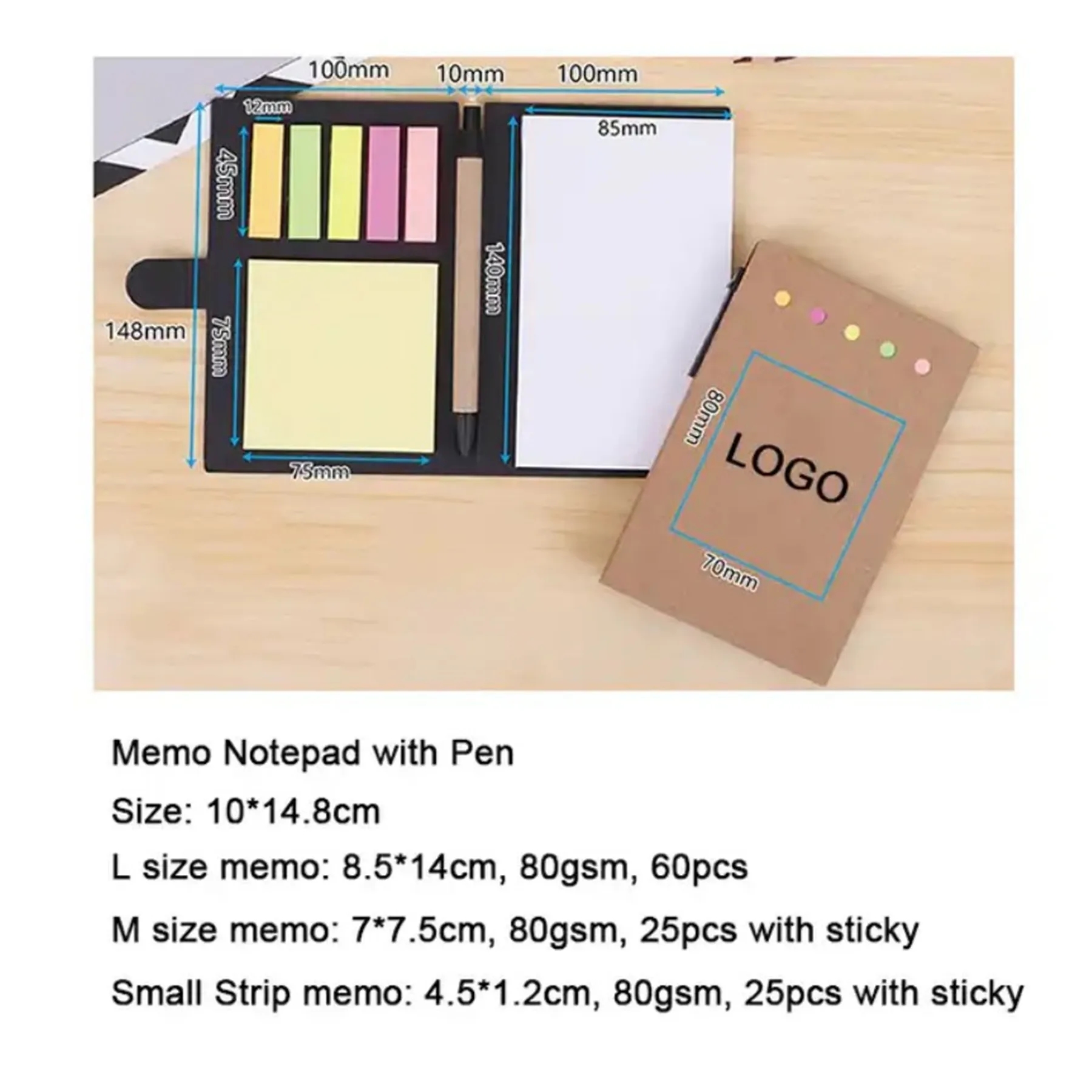 Self-Stick Note Pad Card Sticky Notebook With A Pen 5