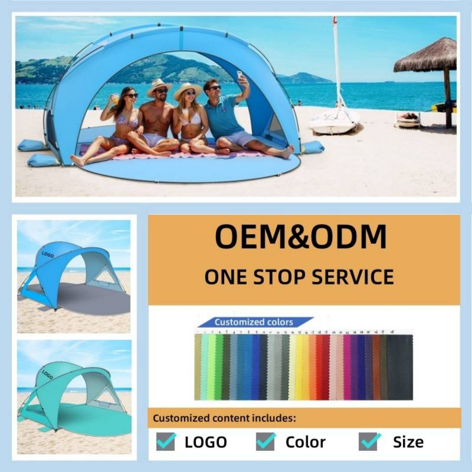Dual Zipper Doors UV Protection Beach Tent 12