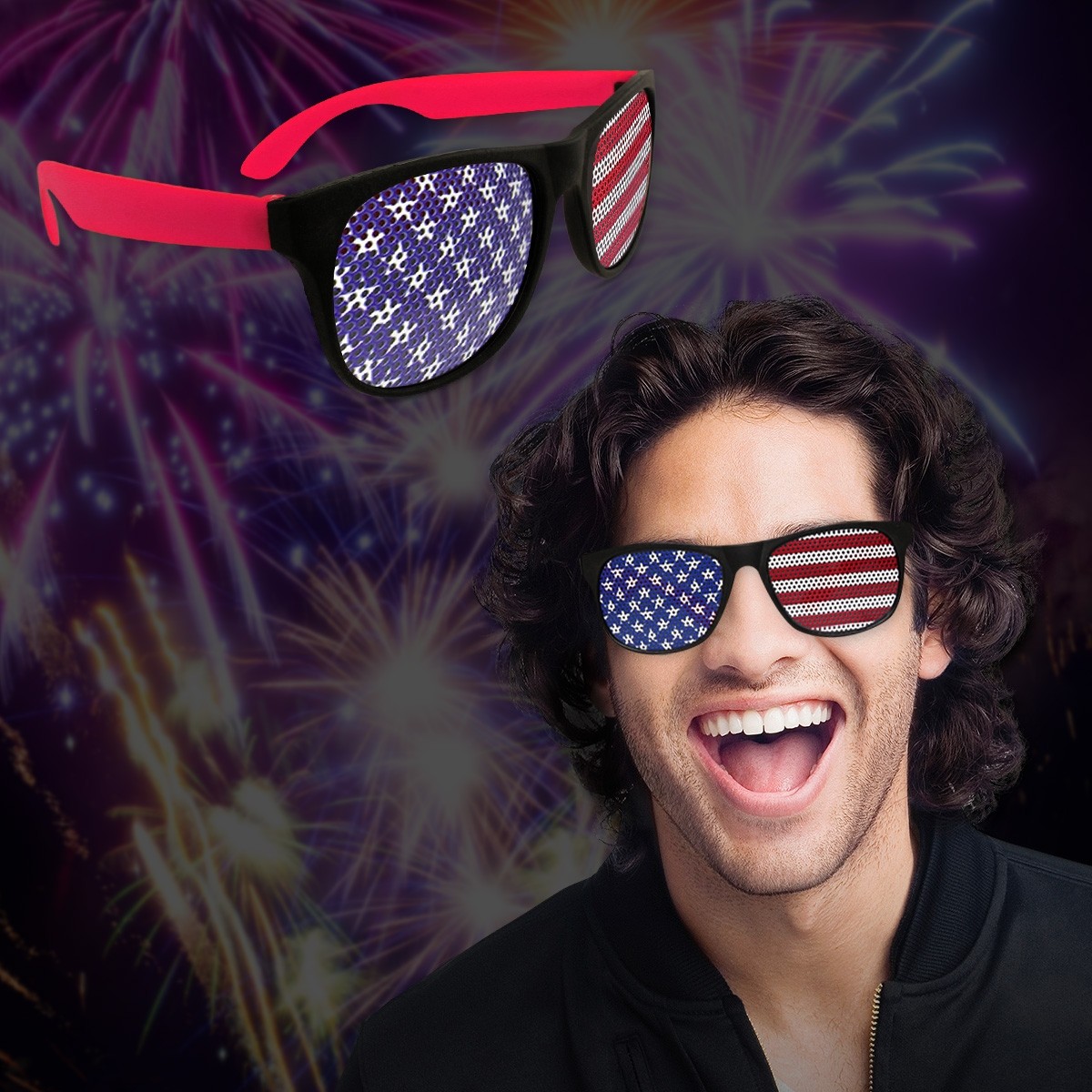 American Flag Neon Red Billboard Sunglasses 2