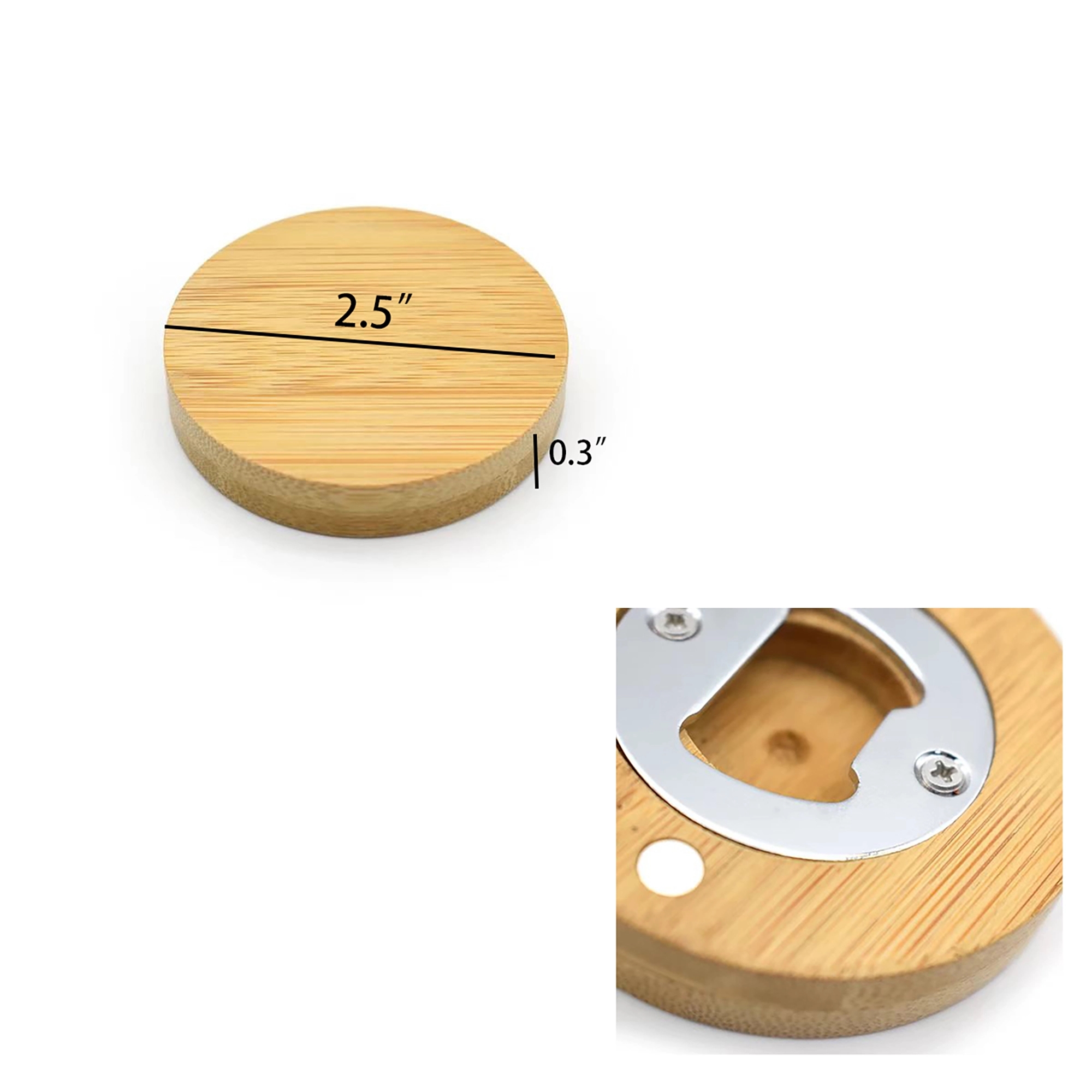 Bamboo Bottle Opener Fridge Magnet 2