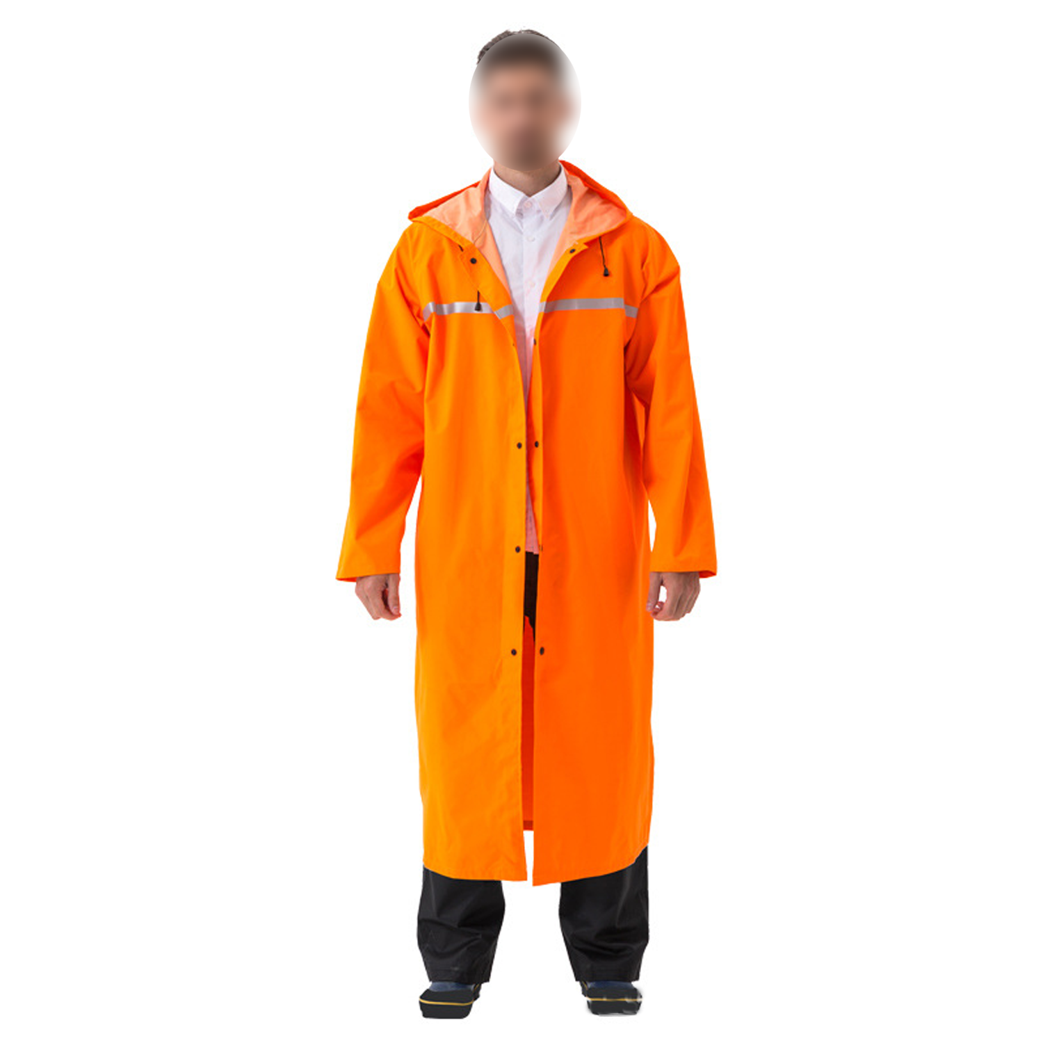 Long Hooded Safety Waterproof Rain Jacket 8