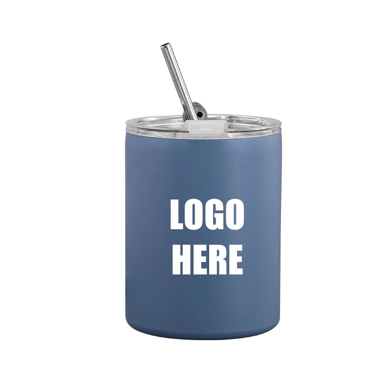 Custom 10 oz Stainless Steel Coffee Mug with Lid and Straw 2
