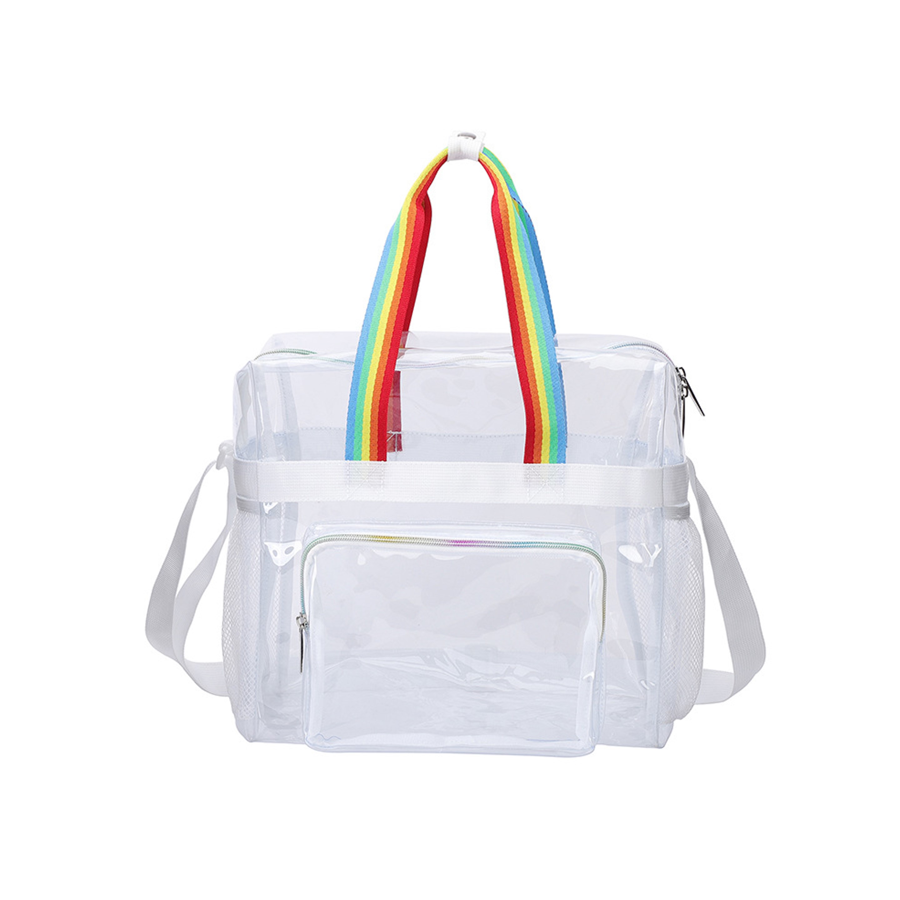 Clear Tote Bag with Rainbow Strap (direct import) 3