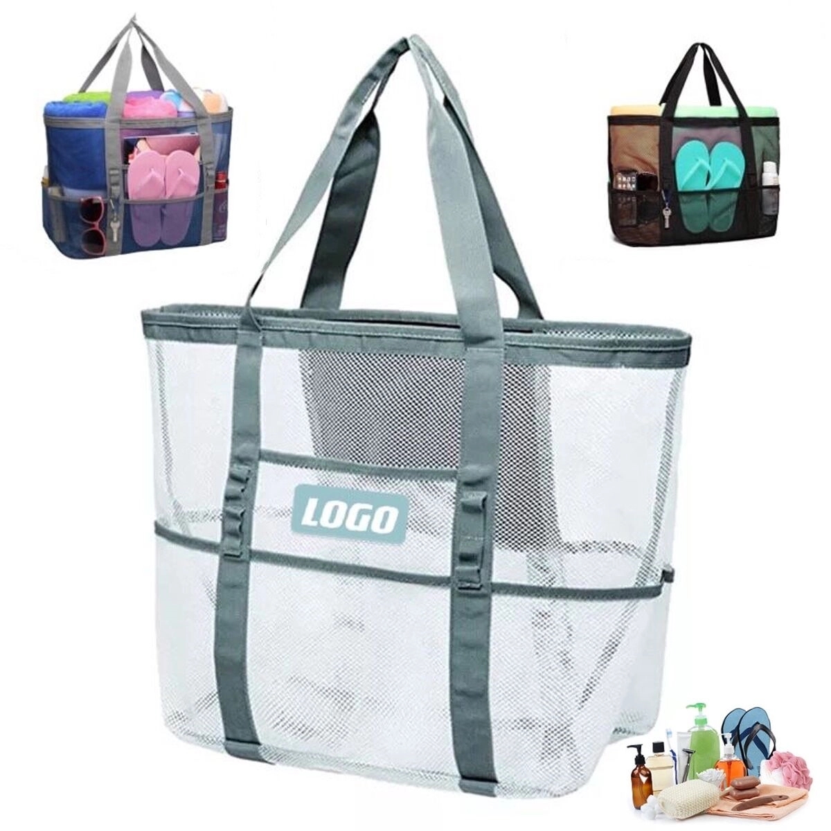 Large Mesh Picnic Bag, custom tote bag with logo imprint 4