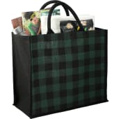 Buffalo Plaid Printed Jute Tote 25