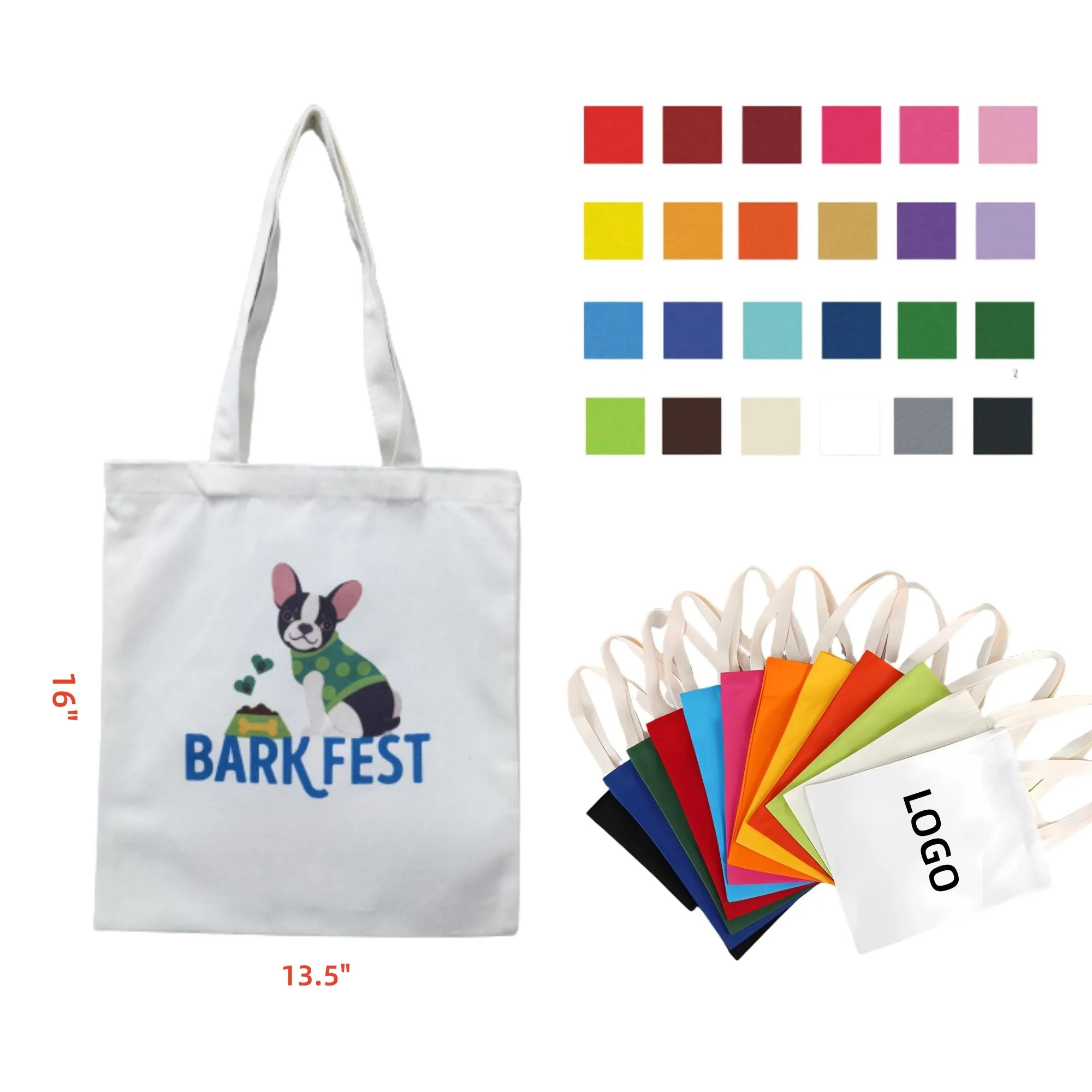 MOQ50 Full Color Personalized Canvas Tote Bag
