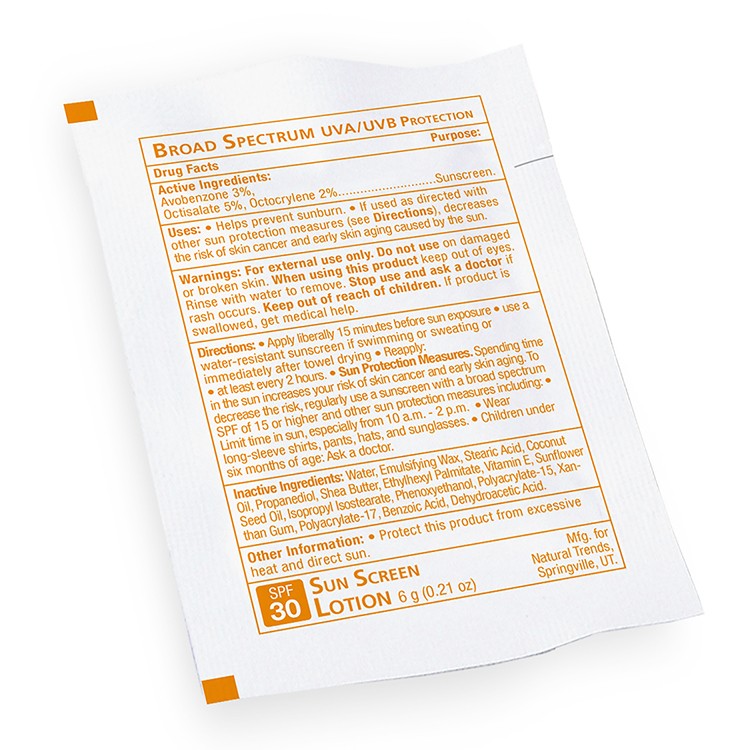 SPF 30 Sunscreen Lotion Packette, Stock, No Imprint 1