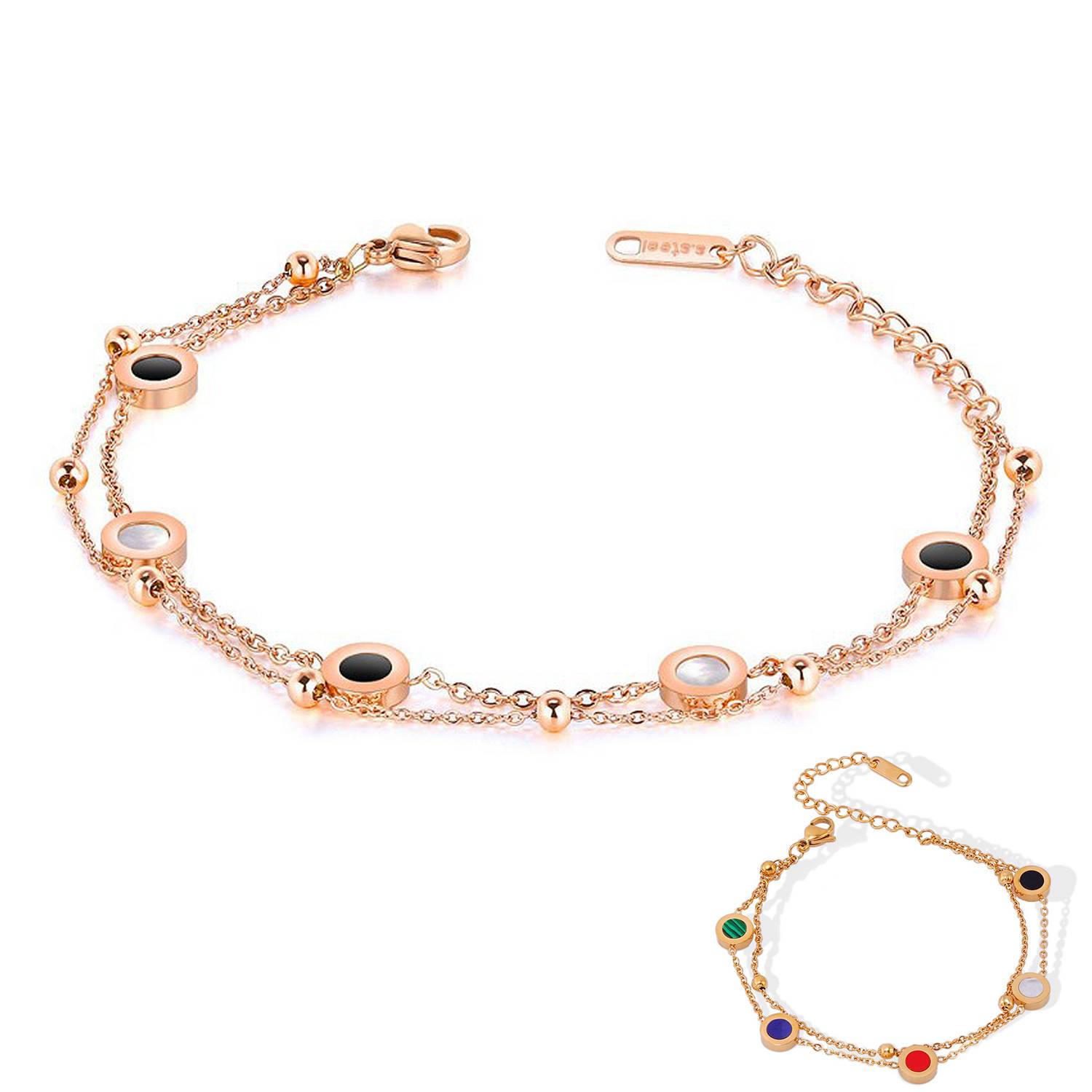 Stainless Steel Simple black and white shell bracelet 4