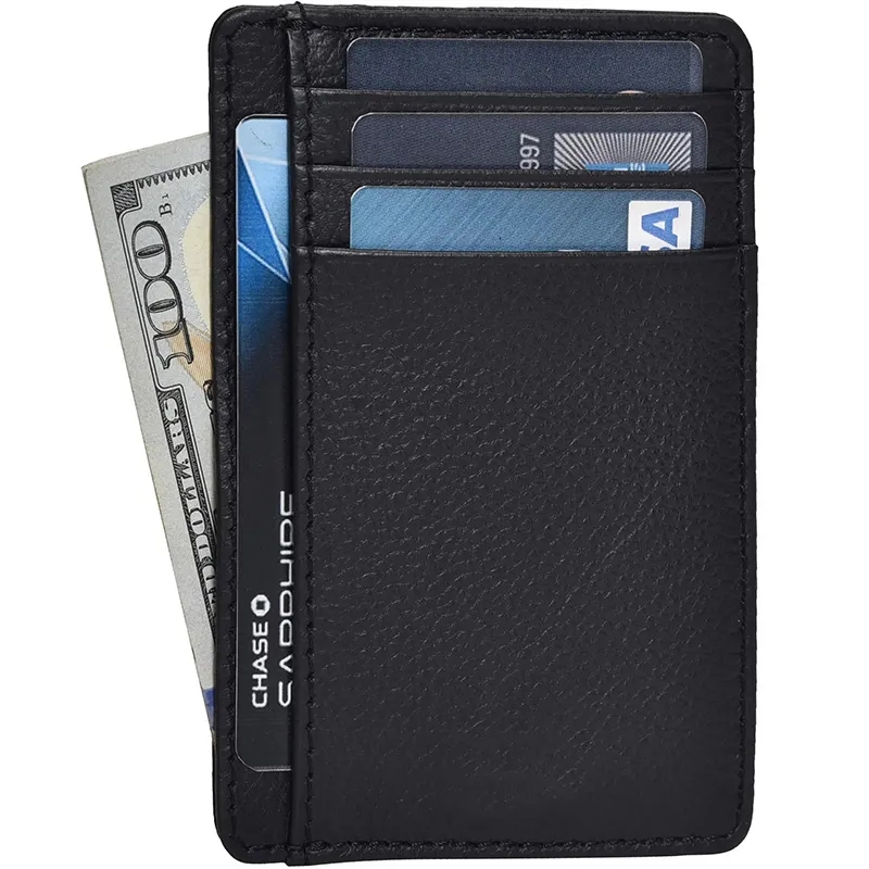 RFID Blocking Slim Leather Wallet Carbon Fiber Card Holder 5