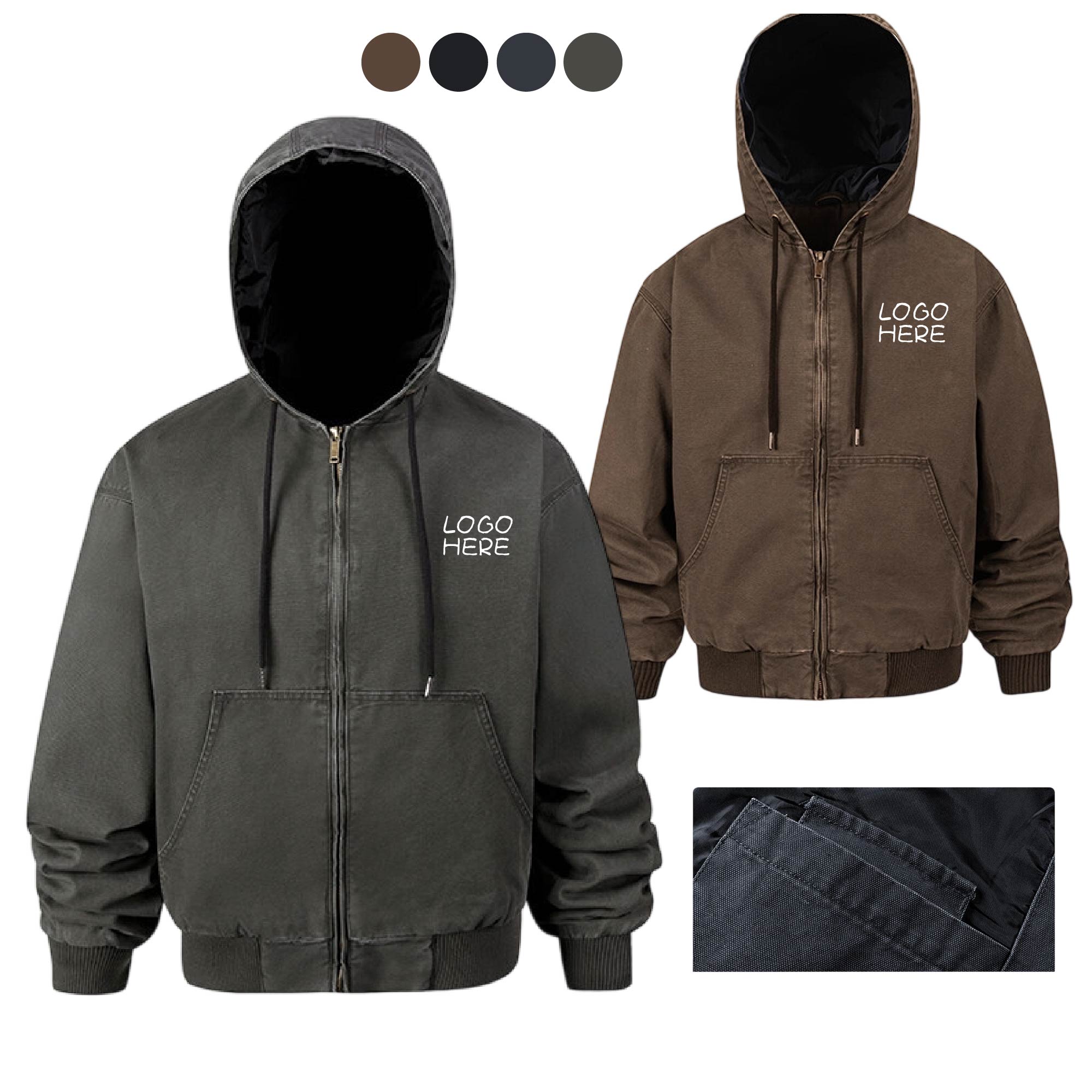 Unisex Blended Duck Zip-Front Hooded Jacket 3