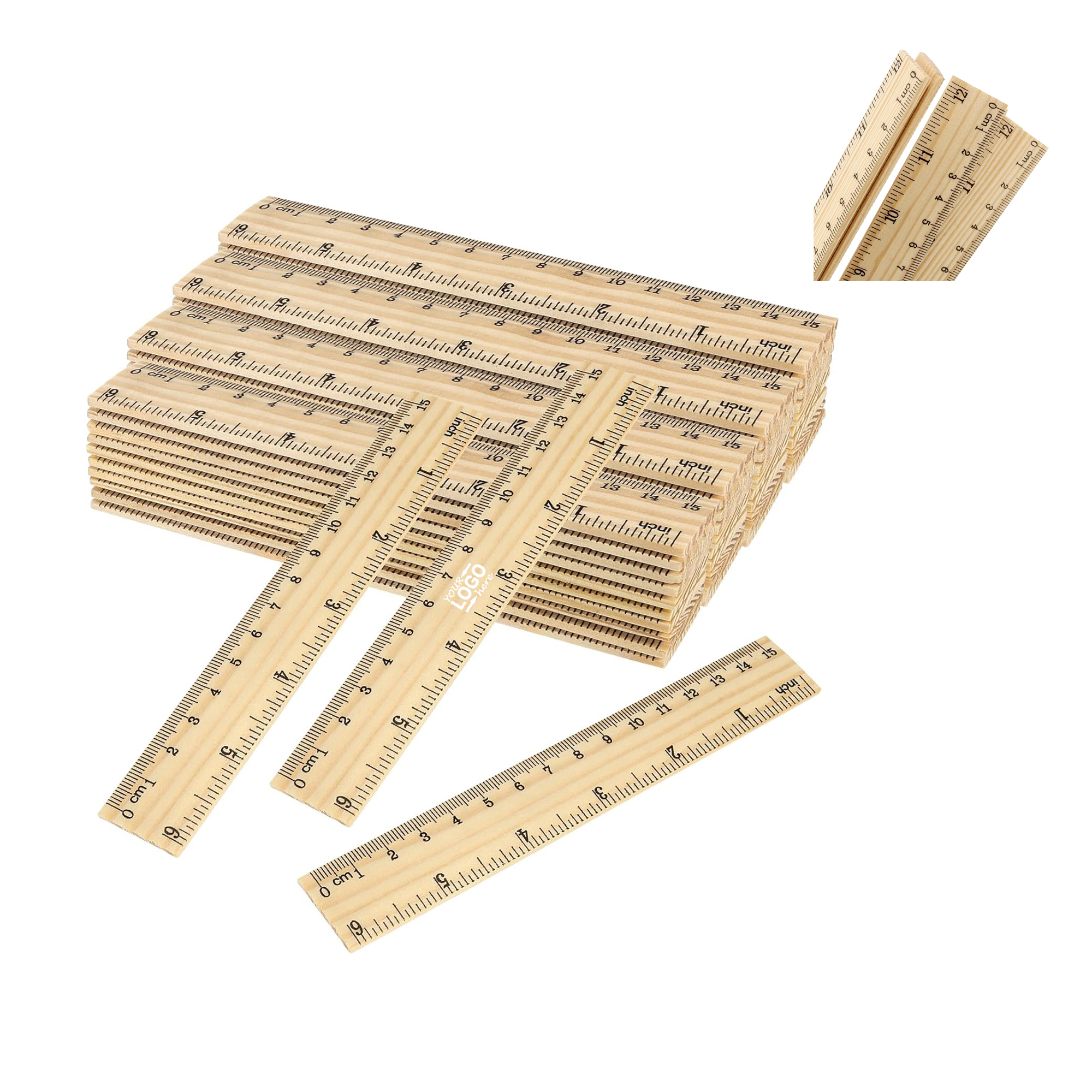 Single Sided Double Scale Wooden Ruler 2
