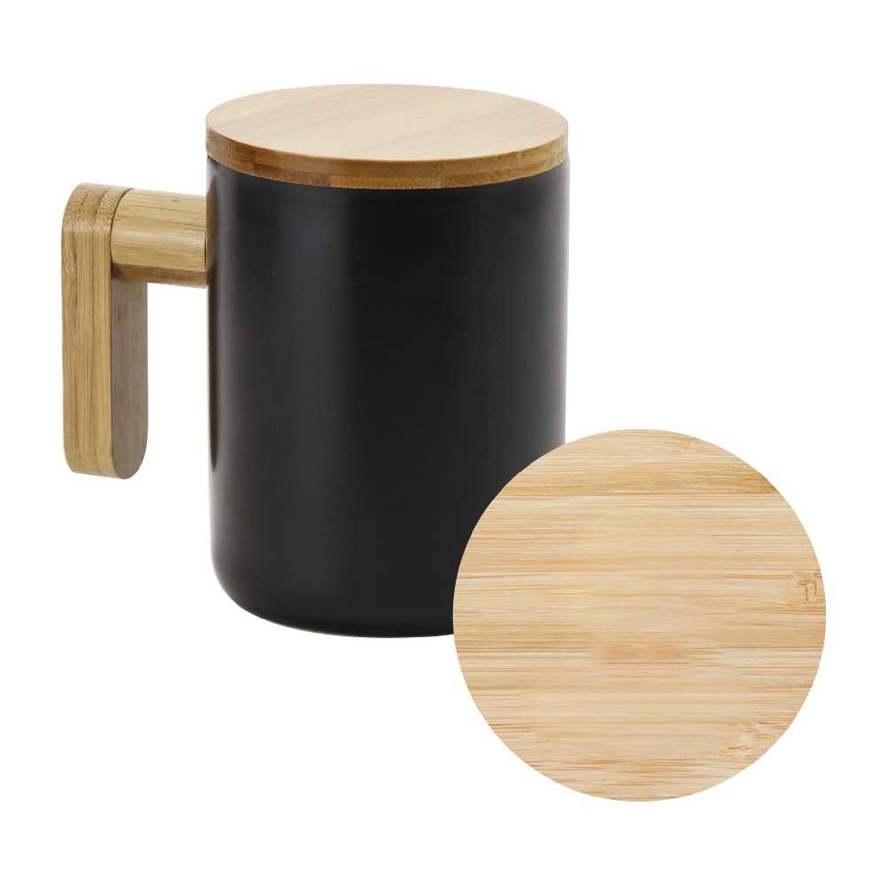 Ceramic Coffee Mug With Bamboo Handle And Lid 5