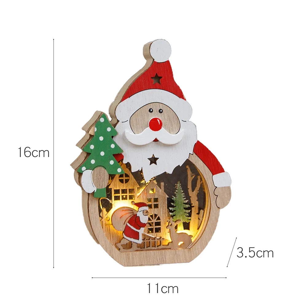 Christmas Wood Cutouts Pendants with LED Lights 2