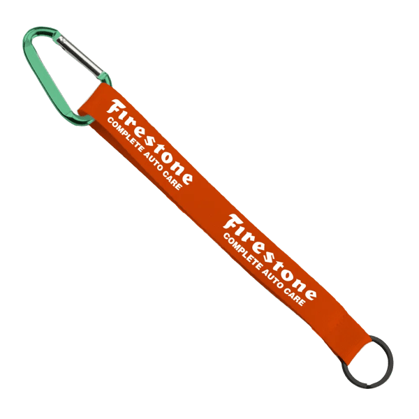 3/4" Sewn Polyester Keychain with Metal Split-Ring and Carabiner 110