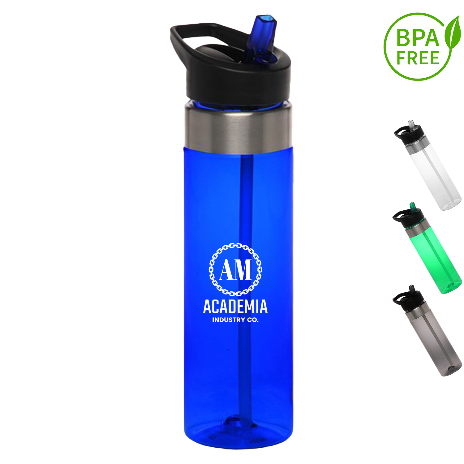 24 oz. BPA Plastic Translucent Sports Bottle w/ Flip-top lid 2